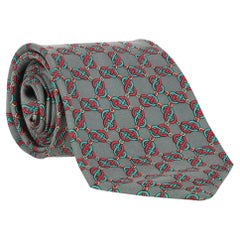 Hermes Equestrian Chain Link Pattern Silk Tie
