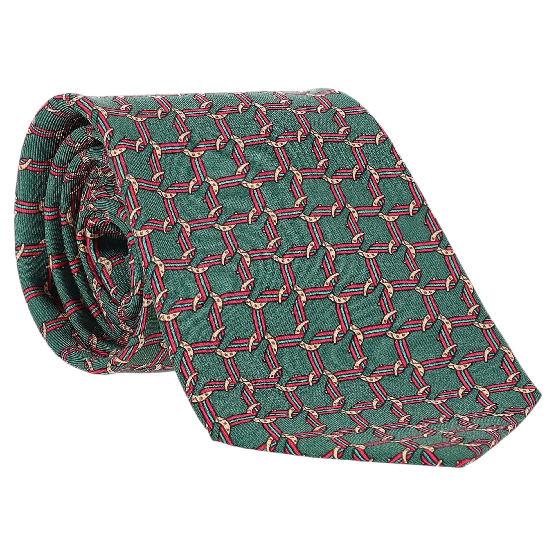 Hermes Seidenkrawatte mit Kettenglied-Muster im Angebot