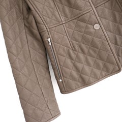 Hermes Equestrian Deerskin Leather Jacket Quilted Taupe
