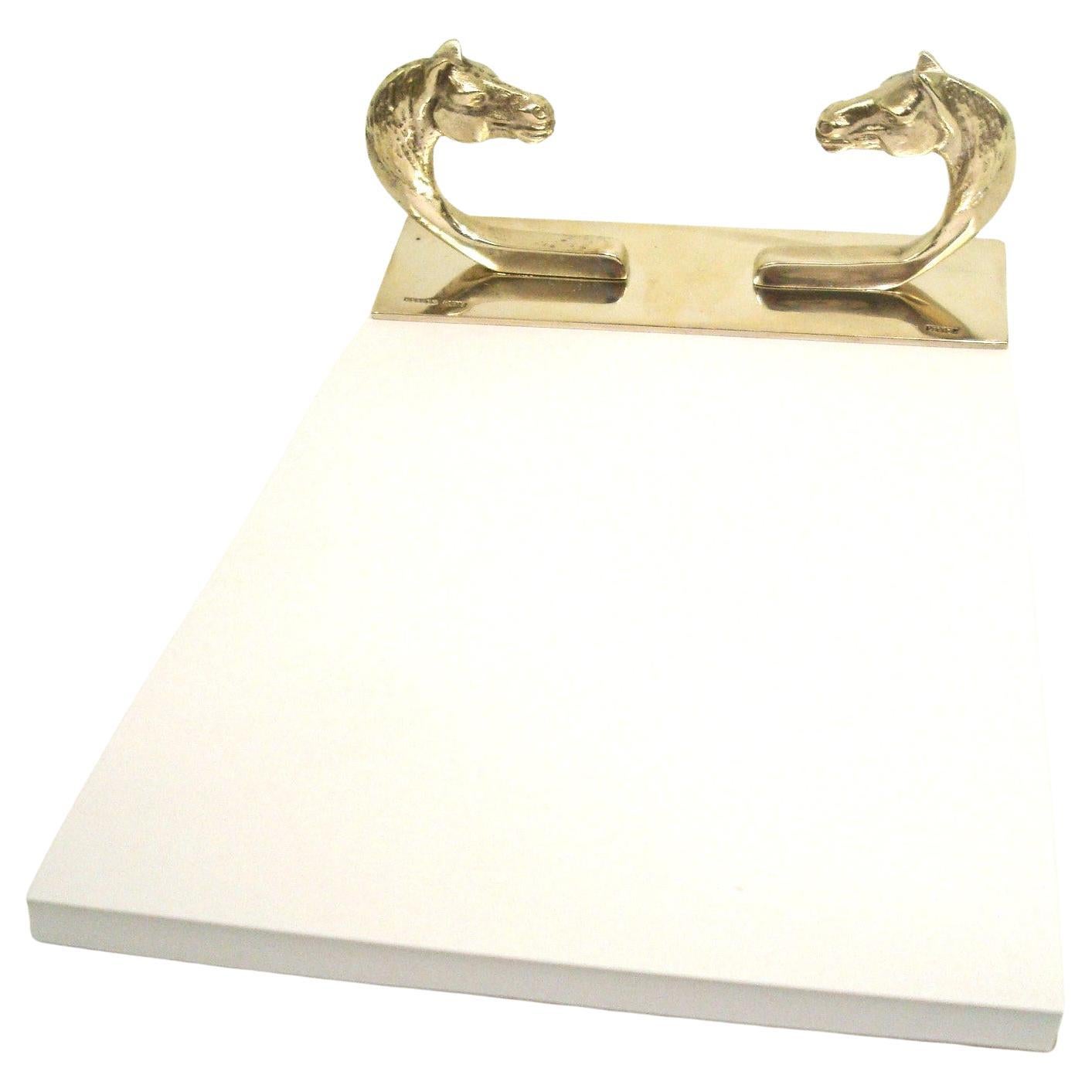 Hermes Equestrian Desk Notepad, Silver-plated, Desk Accessorie