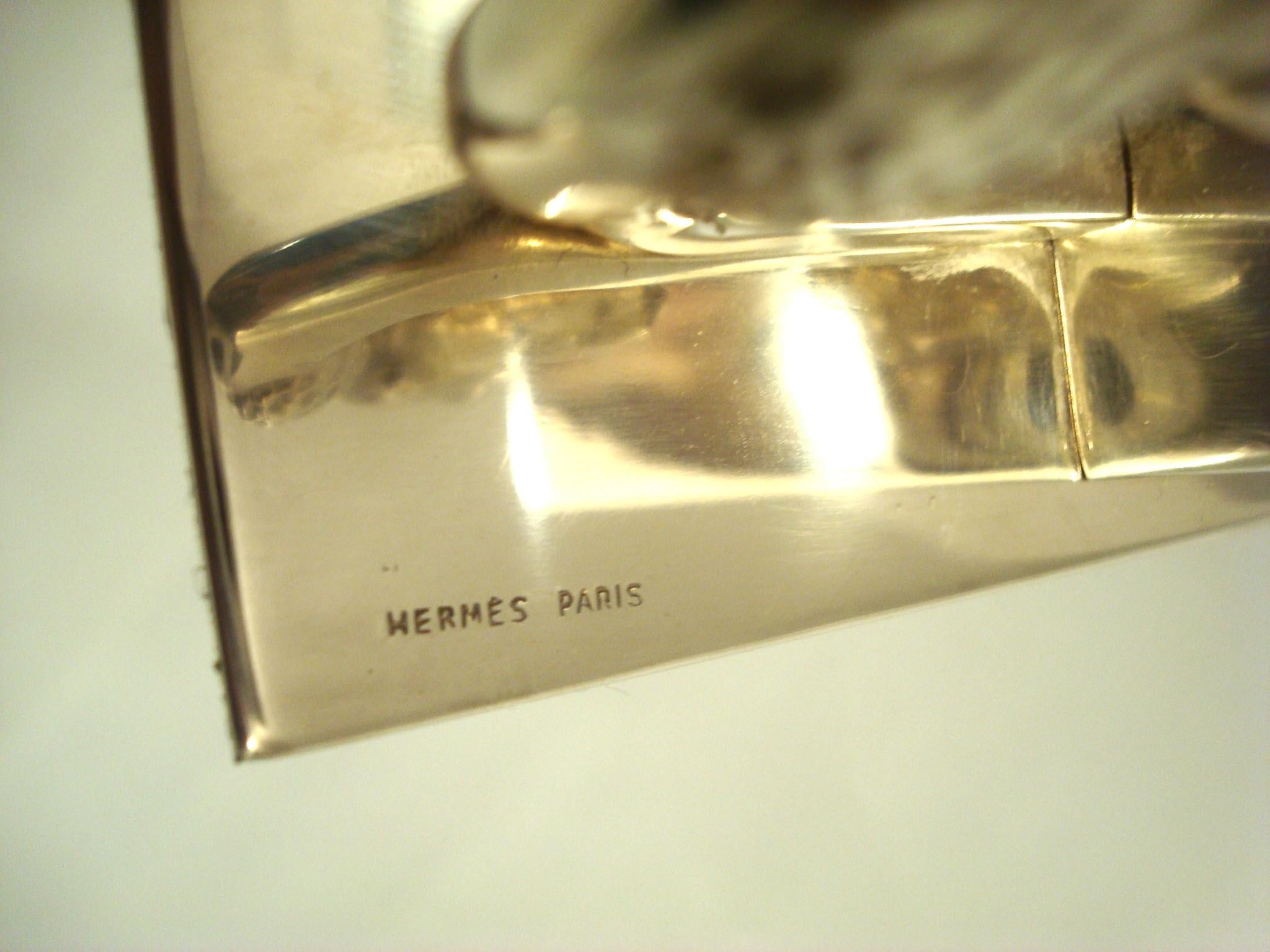Hermès Equestrian Desk Pen / Bleistifthalter, versilbert, Schreibtisch-Accessoire (Messing) im Angebot
