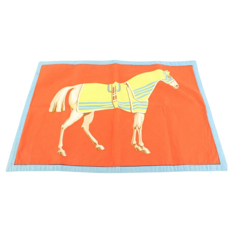 Hermès Equestrian Linen Horse Motif Placemat 1224h21 For Sale at 1stDibs