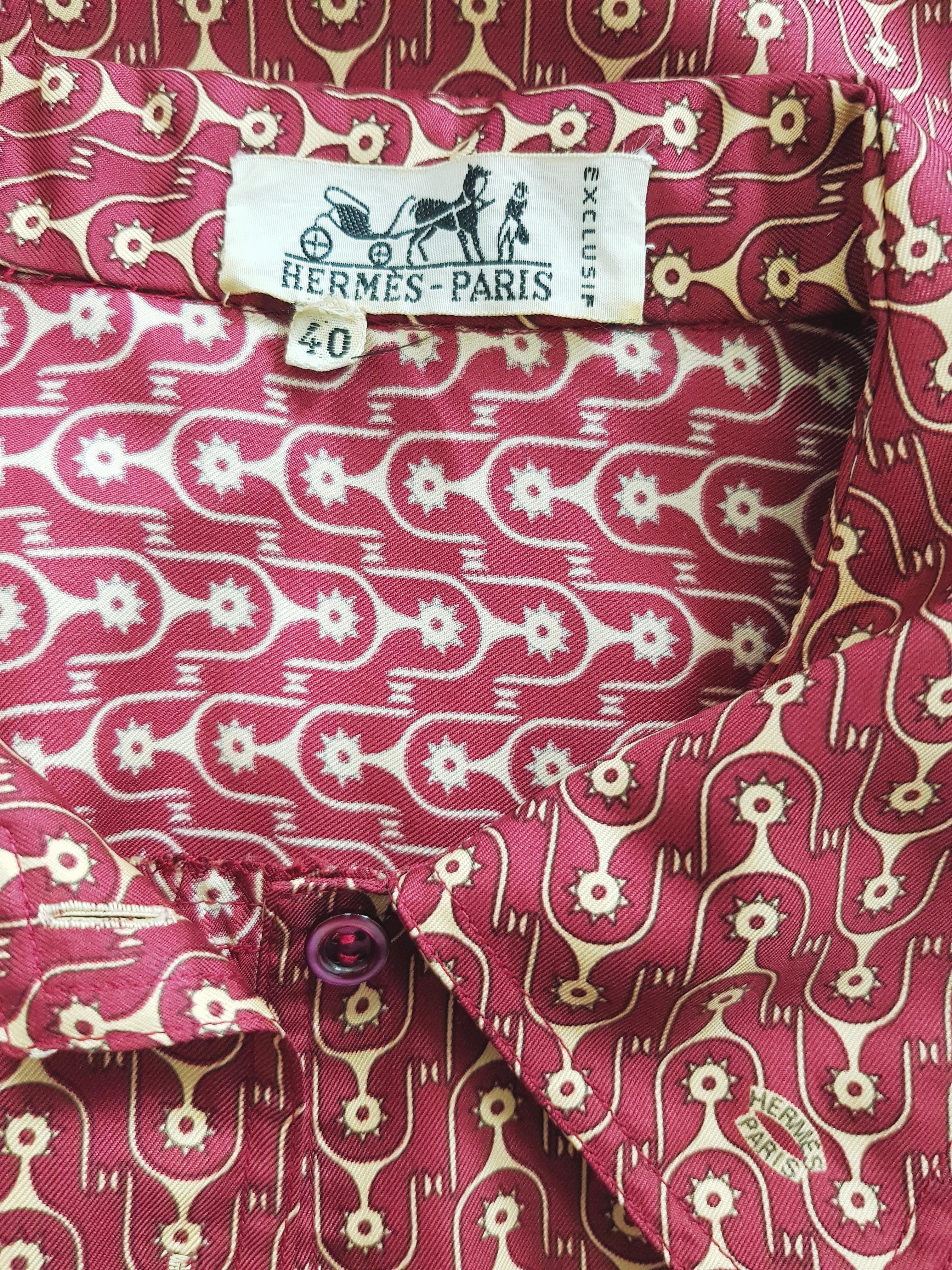 Brown HERMÈS Equestrian spur print silk dress, c. 1960s limited edition