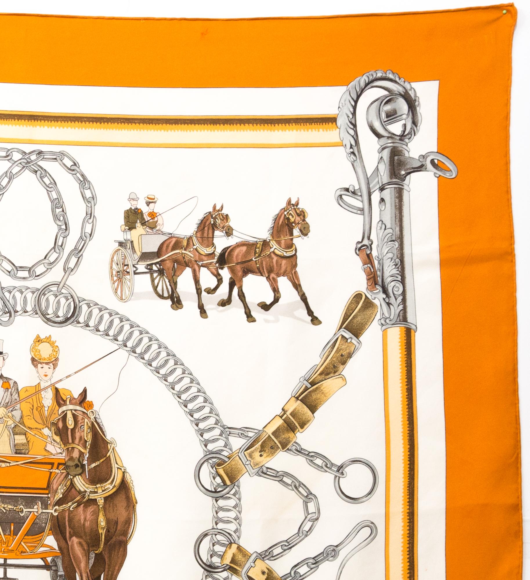 Hermes Equipages by Ledoux Silk Scarf In Good Condition In Paris, FR