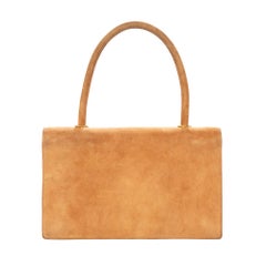 Hermès "Escale" vintage handbag in beige suede with gold hardware