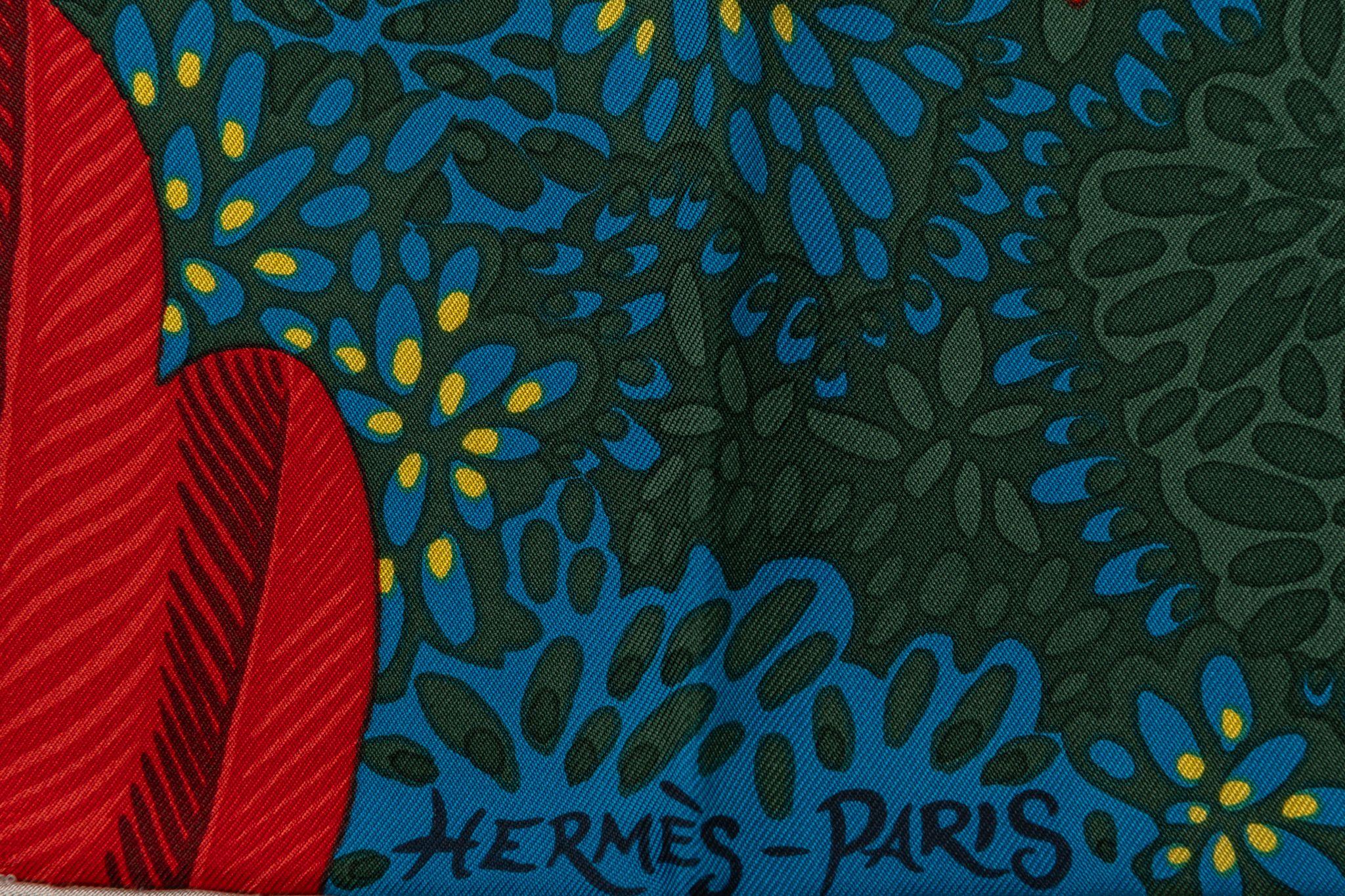 Black Hermès Esprit de La Foret Silk Scarf For Sale