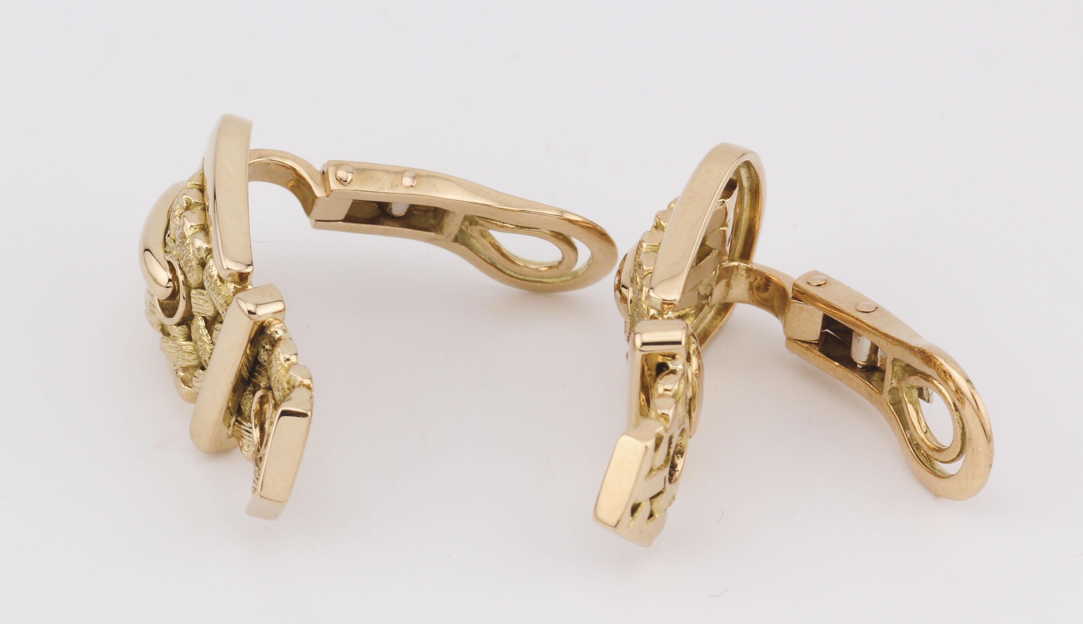 Hermes Estate Belt Buckle 18k Yellow Gold Earrings Earclips For Sale 1