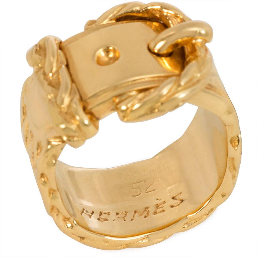 Victorian Hermès Estate Gold Buckle Motif Band Ring