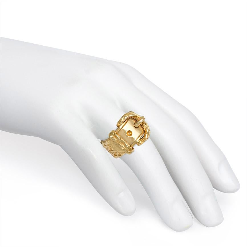 Women's or Men's Hermès Estate Gold Buckle Motif Band Ring