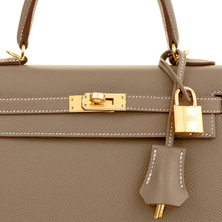 Hermès Etain 25 cm Madame Sellier Kelly with Gold Hardware For