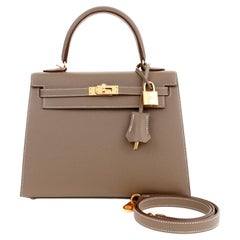 Hermès Etain 25 cm Madame Sellier Kelly with Gold Hardware
