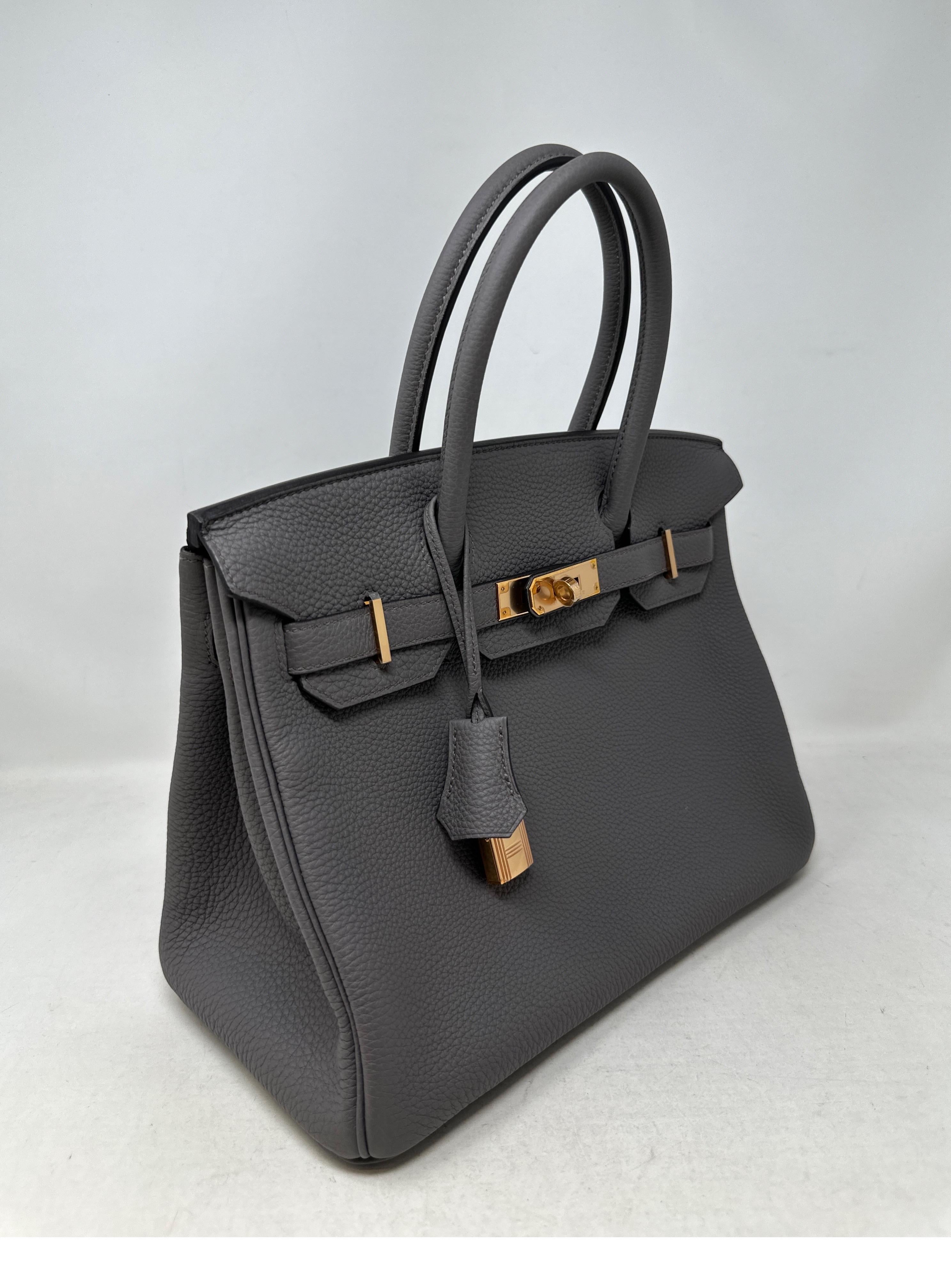 Women's or Men's Hermes Etain Birkin 30 Bag 