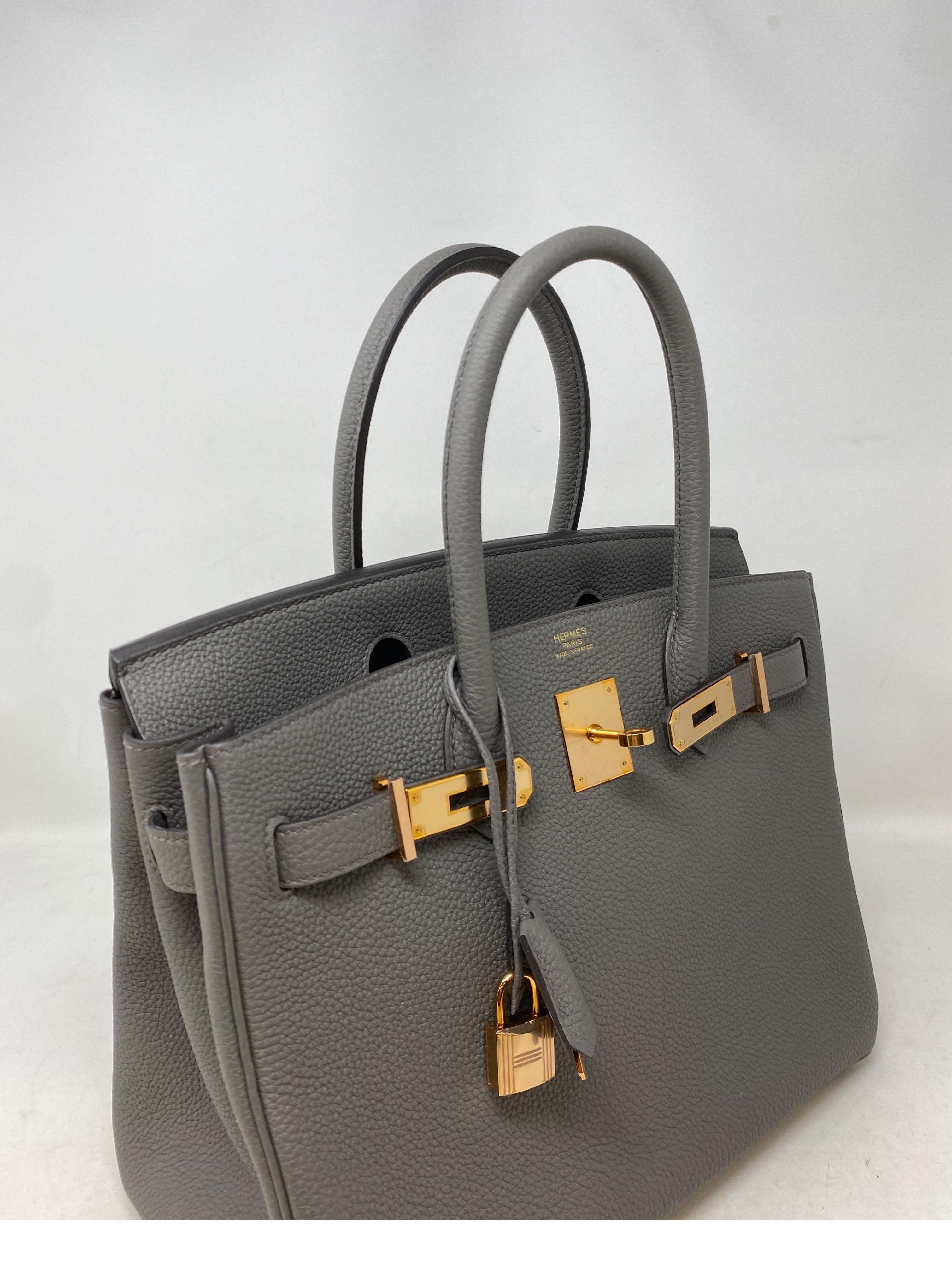 Women's or Men's Hermes Etain Birkin 30 Bag 