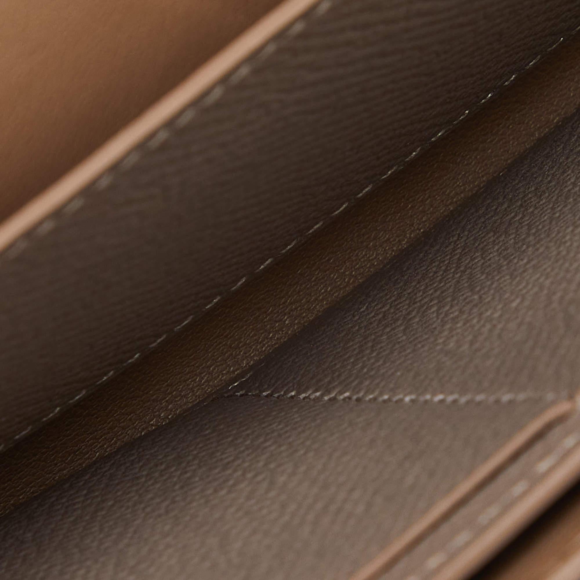 Hermès Etain/Black Epsom Leather Passant Compact Wallet For Sale 6