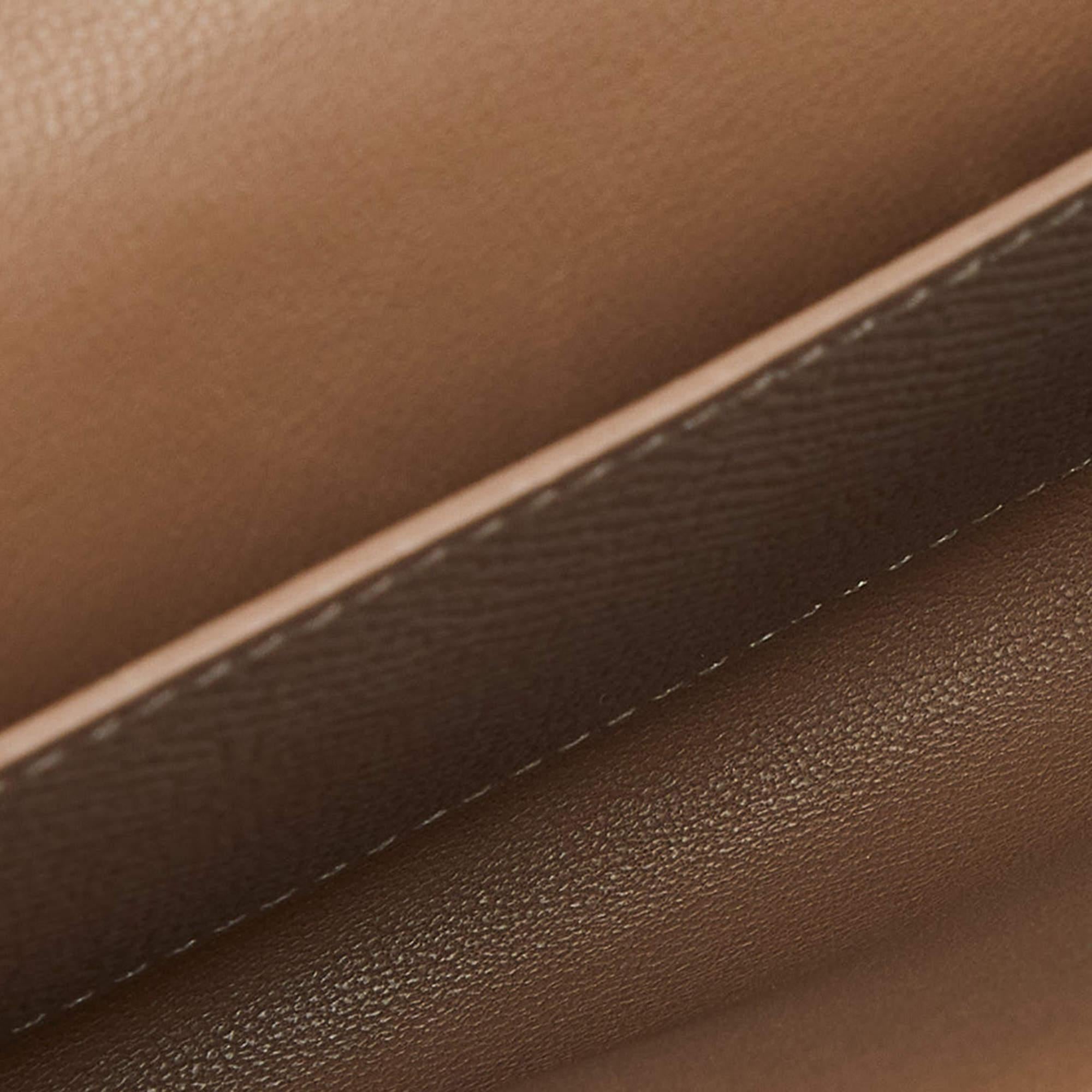 Hermès Etain/Black Epsom Leather Passant Compact Wallet For Sale 2