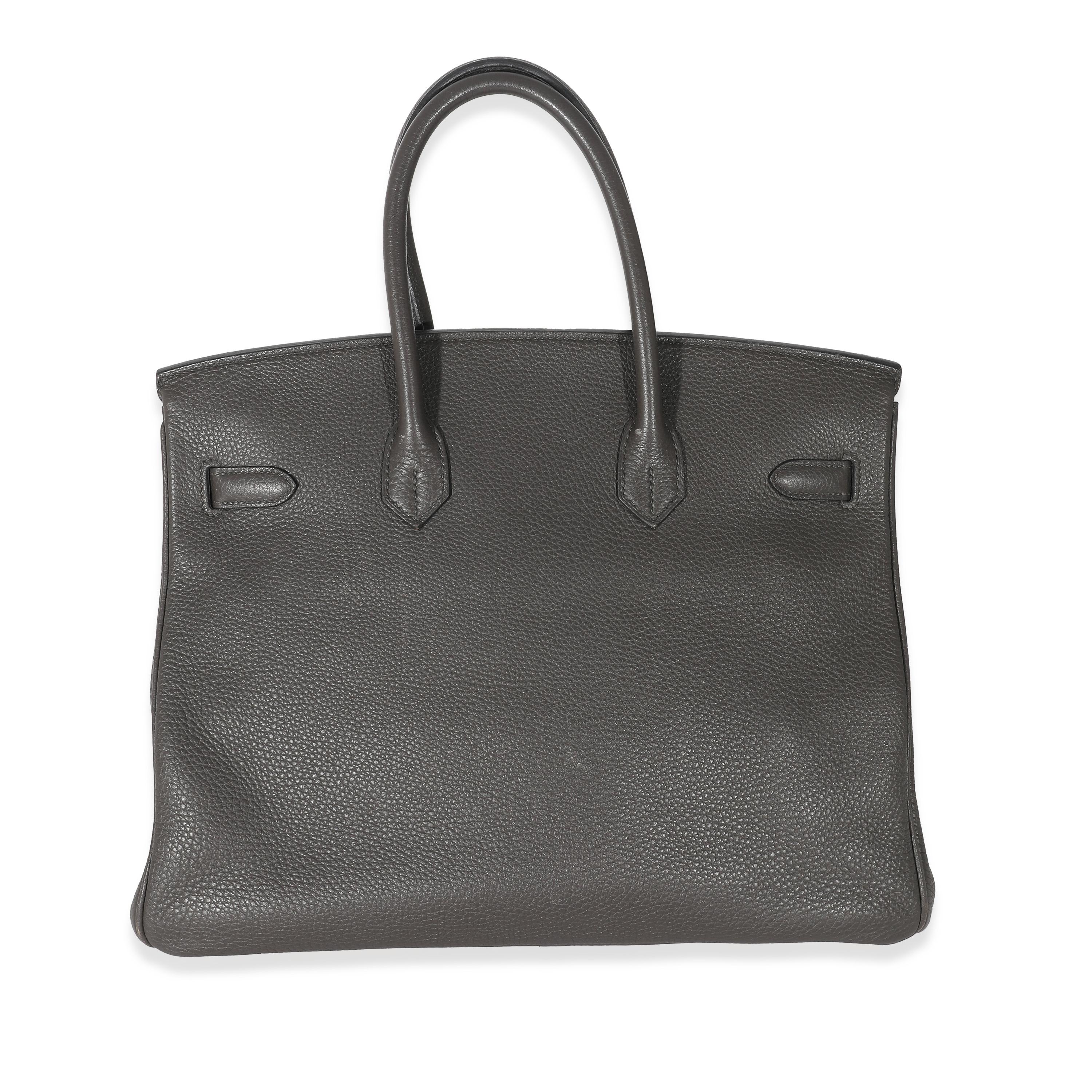 Listing Title: Hermes Etain Clemence Birkin 35 PHW
SKU: 133868
Condition: Pre-owned 
Handbag Condition: Very Good
Condition Comments: Item is in very good condition with minor signs of wear. Exterior scuffing along lining and throughout body. Light