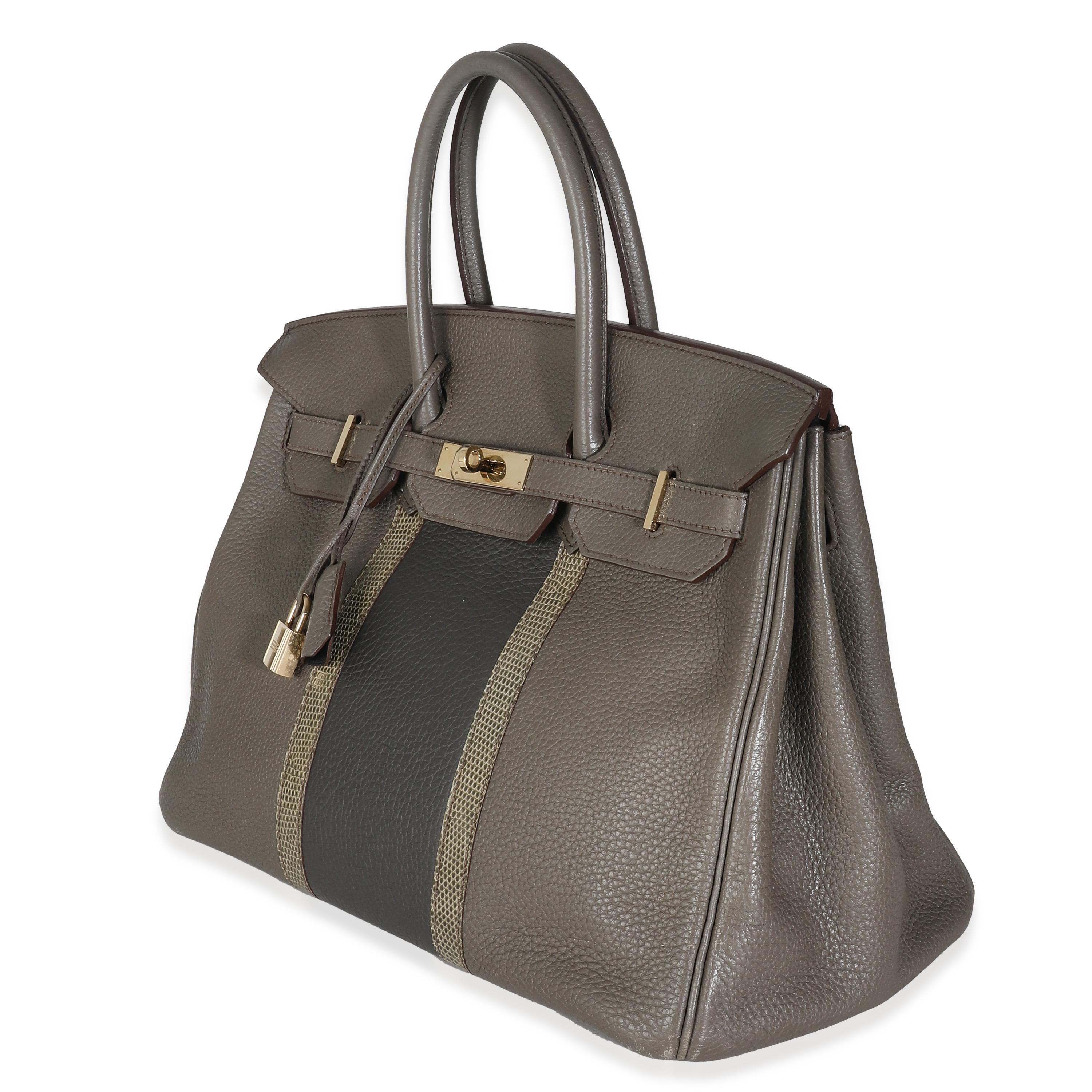 Hermès Étain Clemence Graphite Gris Fonce Lizard Club Birkin 35 PBHW In Excellent Condition In New York, NY