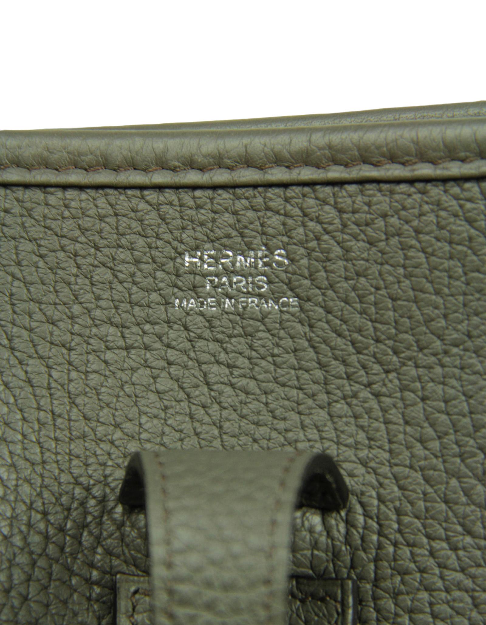 Hermes Etain Clemence Leather Evelyne III 29 PM Messenger Bag For Sale 4