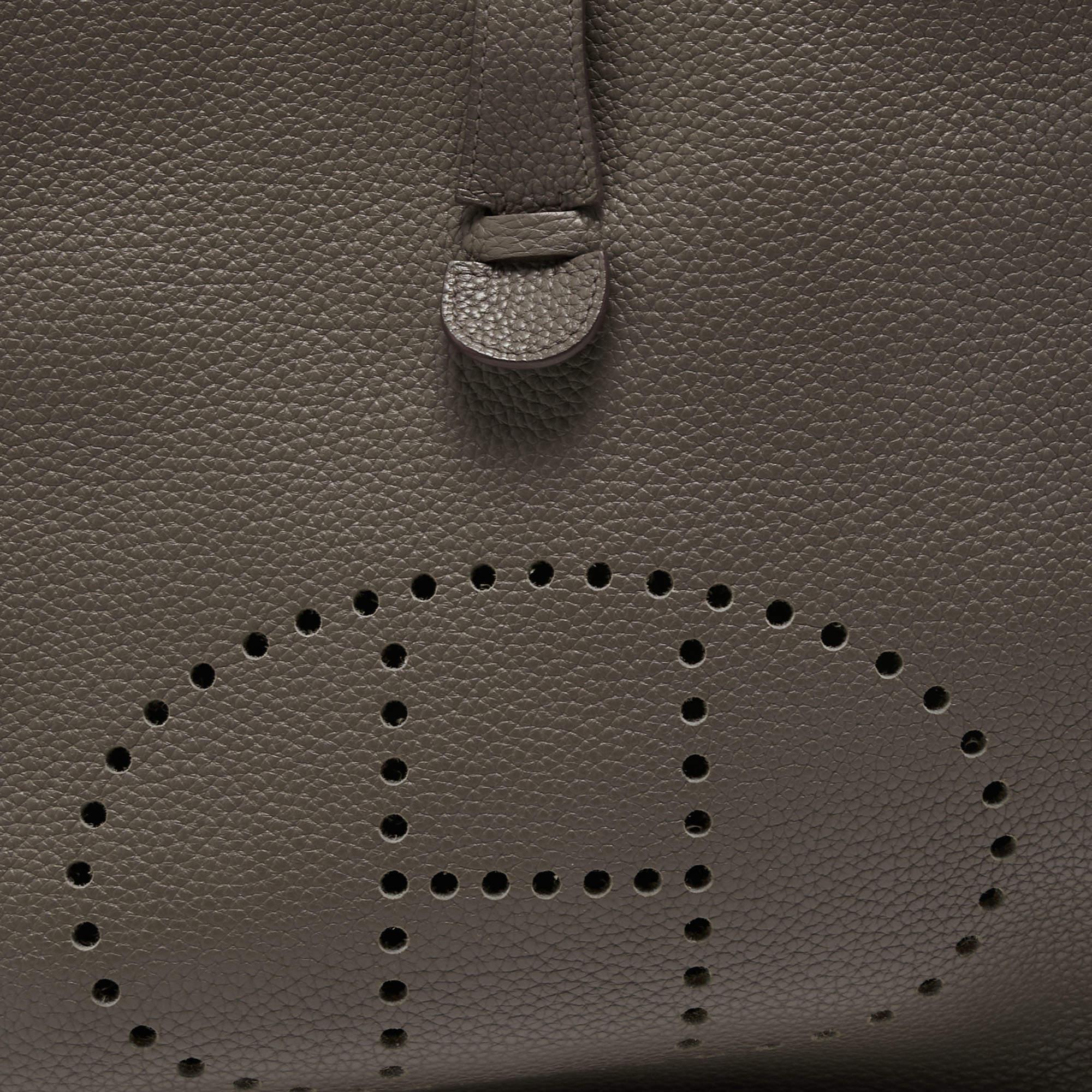 Hermes Etain Clemence Leather Evelyne III GM Bag 2