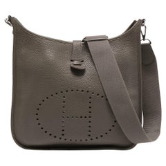 Hermes Etain Clemence Leather Evelyne III GM Bag