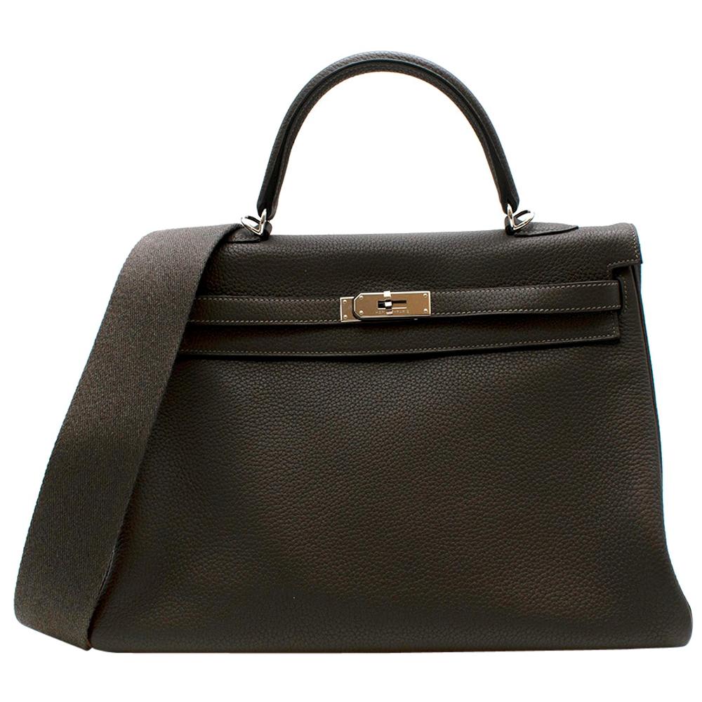 Hermes Etain Clemence Leather Retourne Kelly 35 PHW