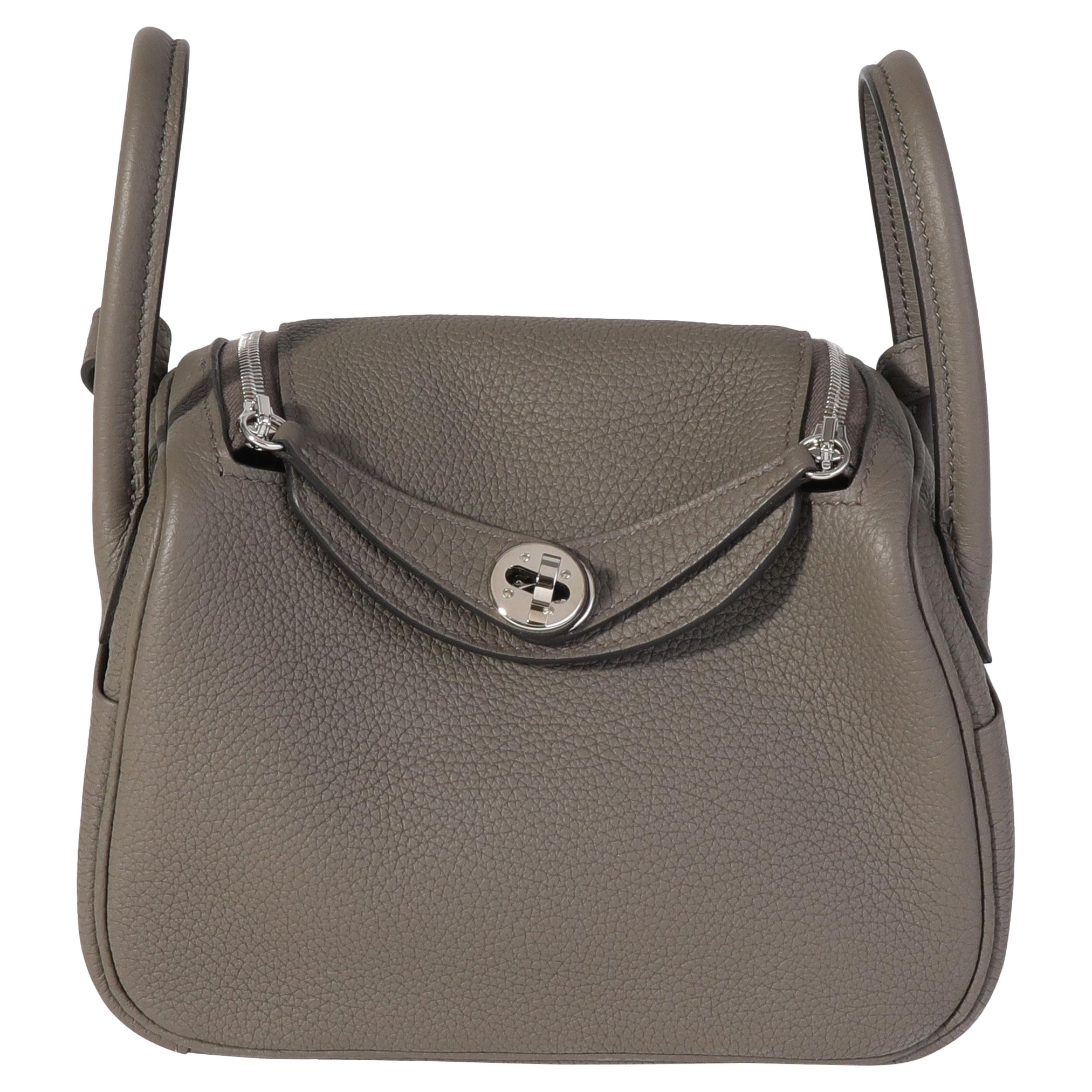 Hermès Etain Clémence Mini Lindy 20 PHW