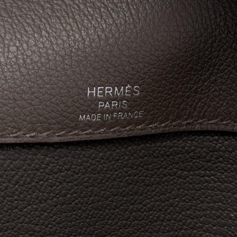 Hermes Etain Evercolor Leather Kelly Depeches 25 Pouch at 1stDibs