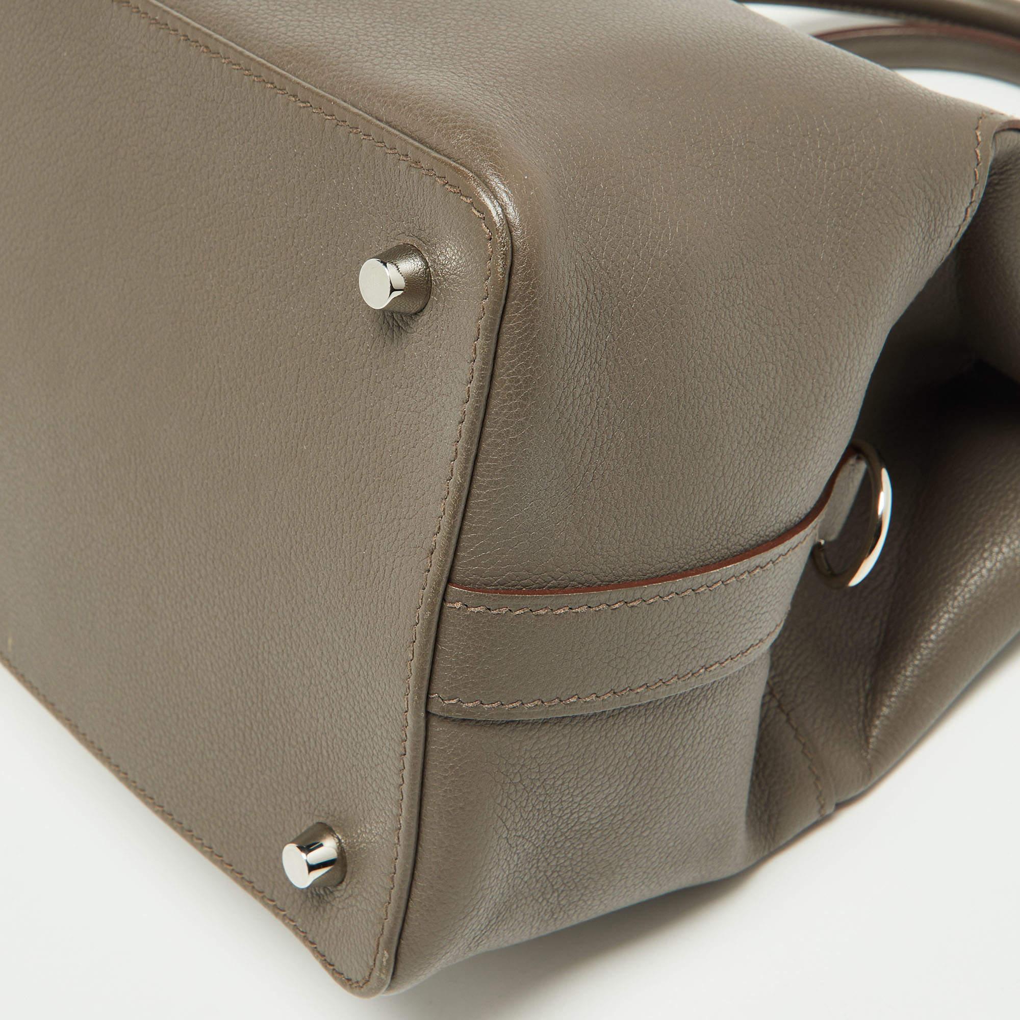 Hermes Etain Evercolor Leather Palladium Finish Toolbox 20 Bag 6