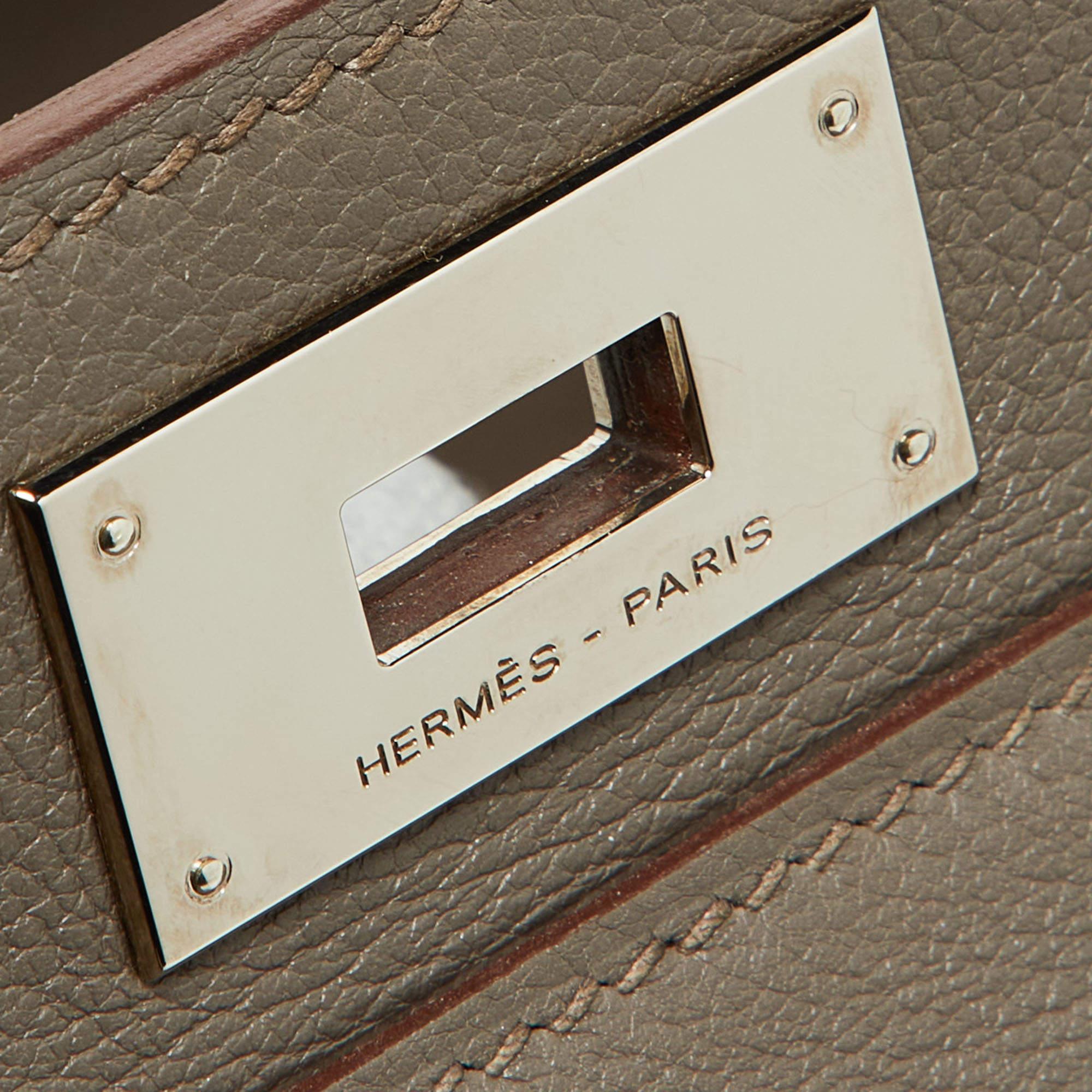 Hermes Etain Evercolor Leather Palladium Finish Toolbox 20 Bag 13