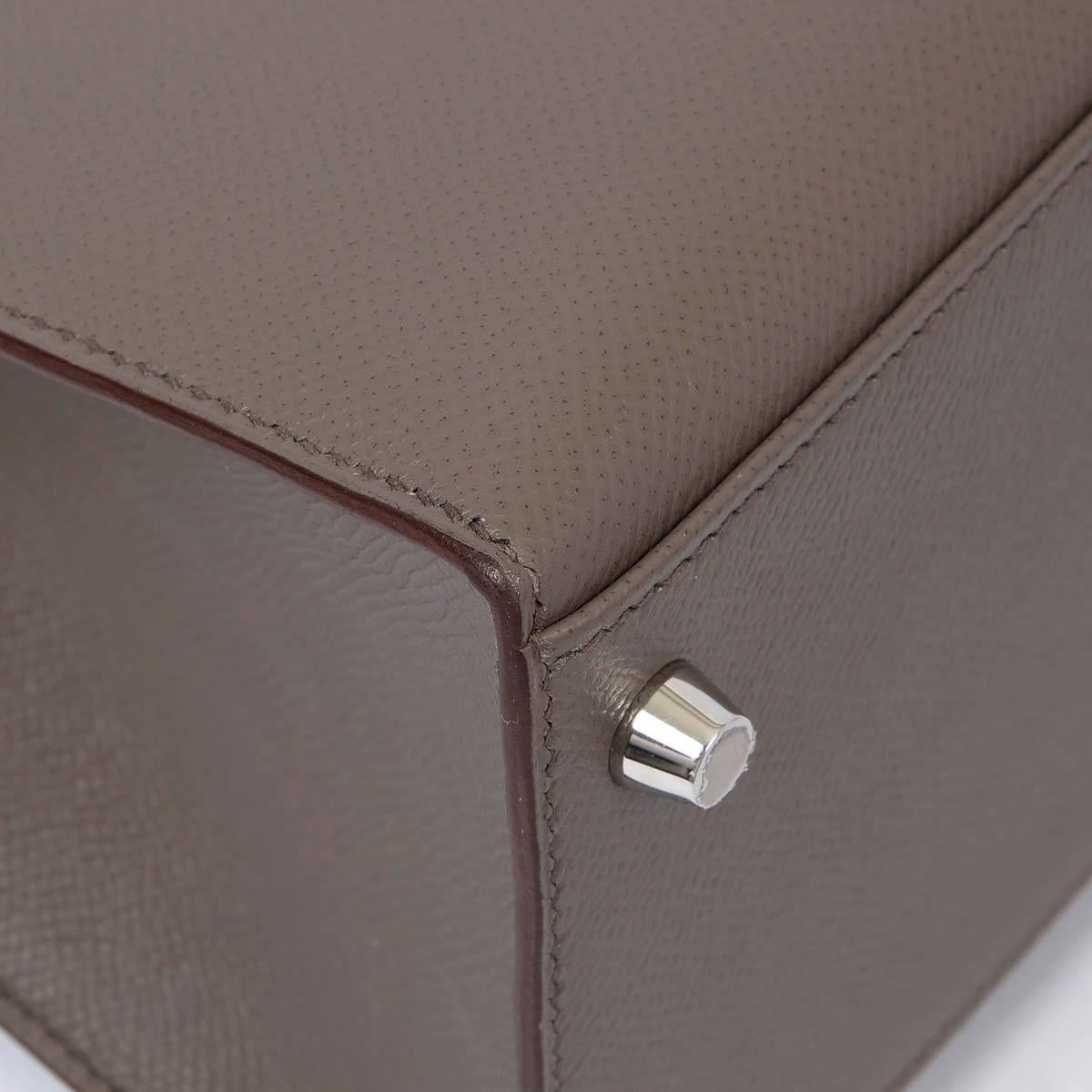 HERMES Etain grey Epsom leather KELLY 28 SELLIER Bag Phw 5