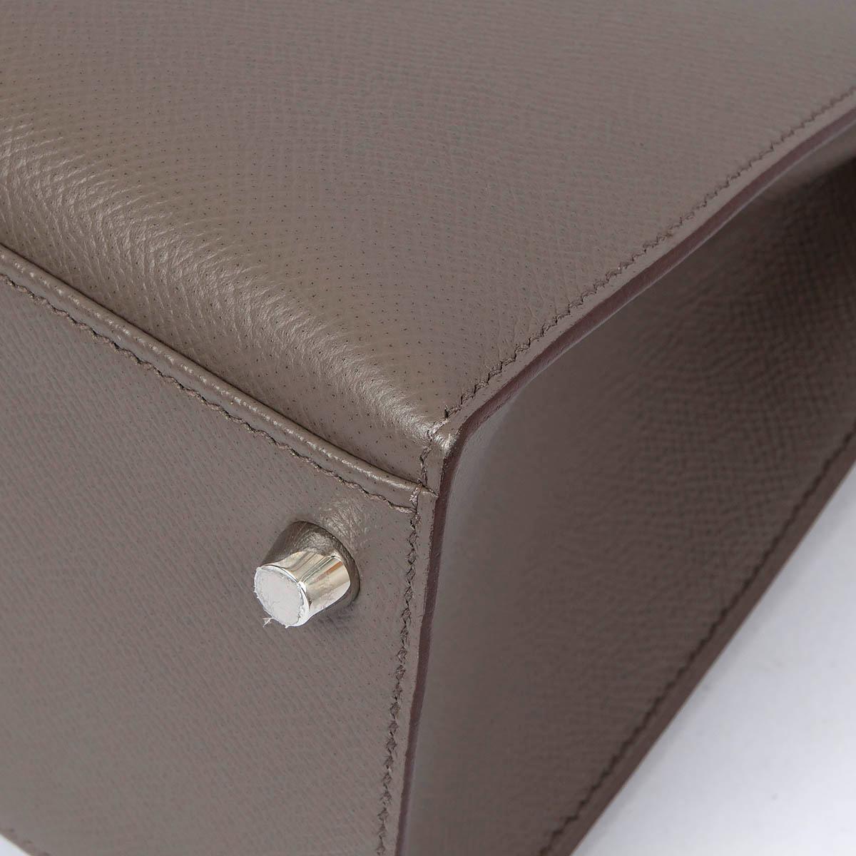 HERMES Etain grey Epsom leather KELLY 28 SELLIER Bag Phw 7