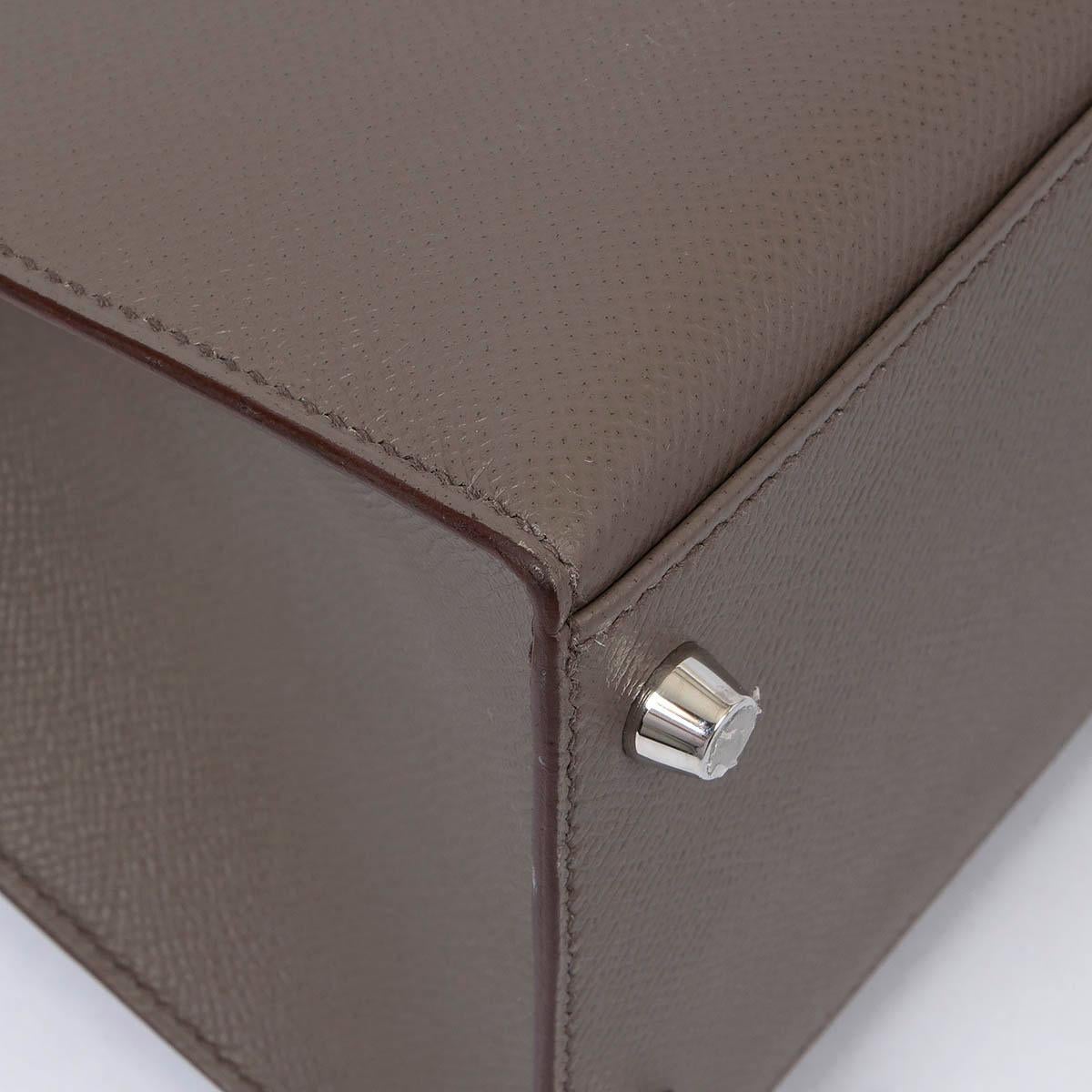 HERMES Etain grey Epsom leather KELLY 28 SELLIER Bag Phw 8