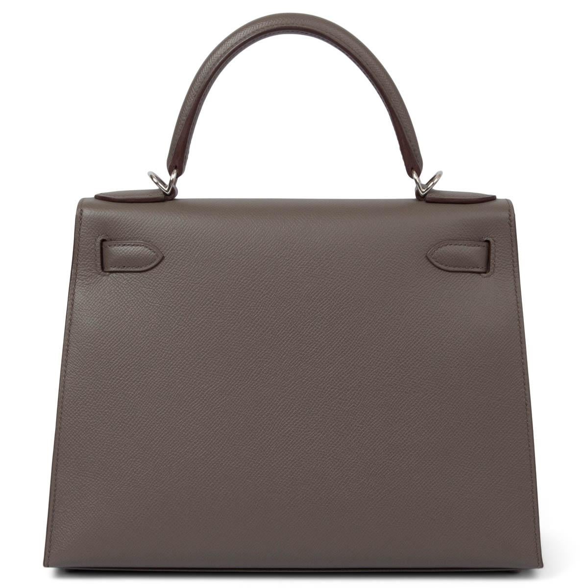 HERMES Etain grey Epsom leather KELLY 28 SELLIER Bag Phw In Excellent Condition In Zürich, CH