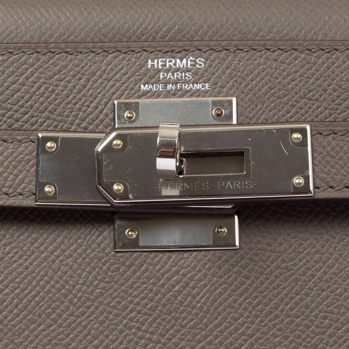 HERMES Etain grey Epsom leather KELLY 28 SELLIER Bag Phw 3