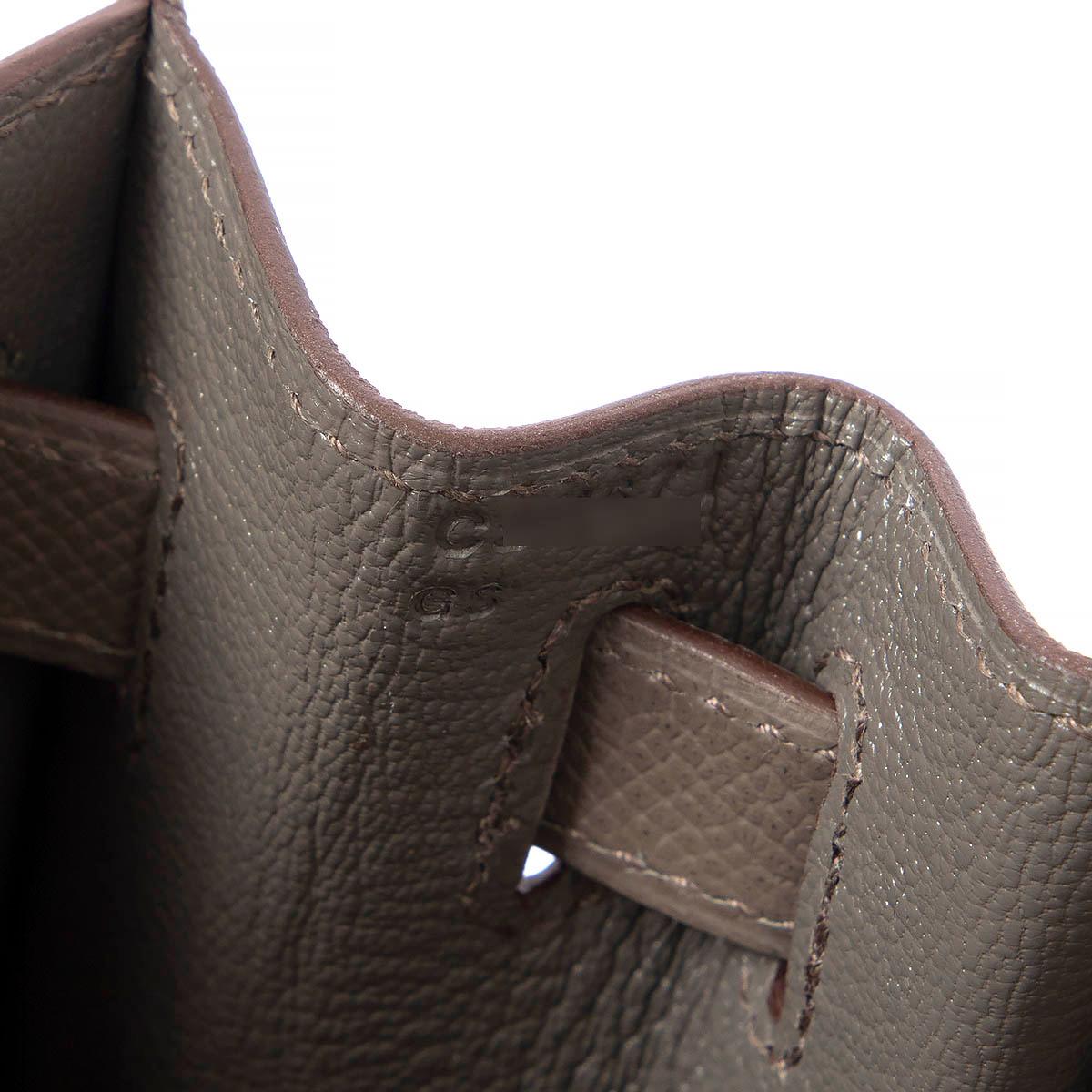 HERMES Etain grey Epsom leather KELLY 28 SELLIER Bag Phw 4