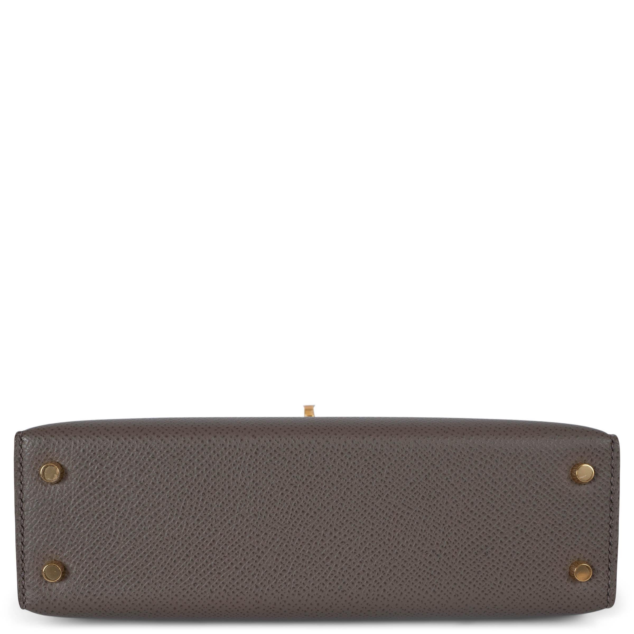 Women's HERMES Etain grey Epsom leather MINI KELLY 20 SELLIER Bag Ghw