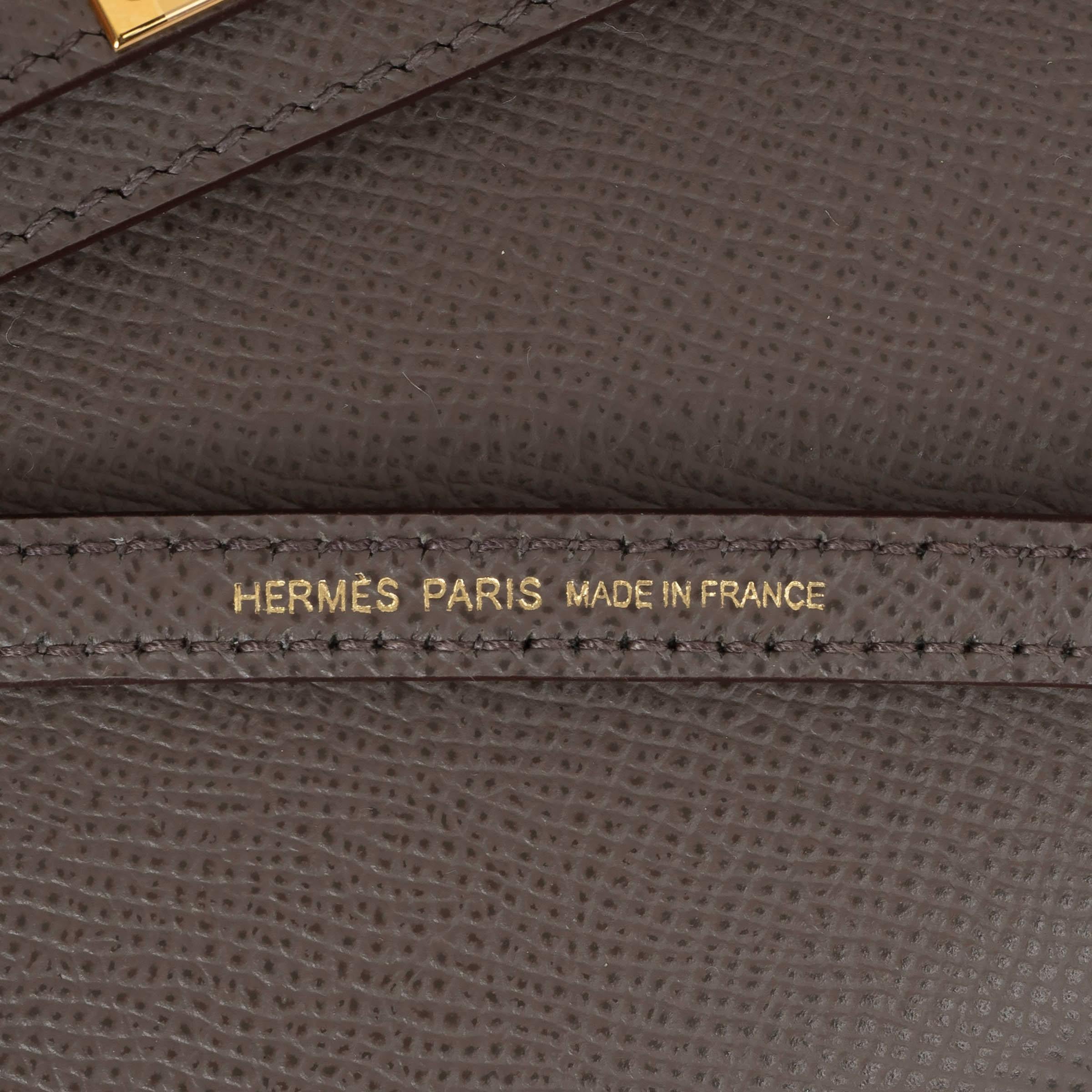 HERMES Etain grey Epsom leather MINI KELLY 20 SELLIER Bag Ghw 3