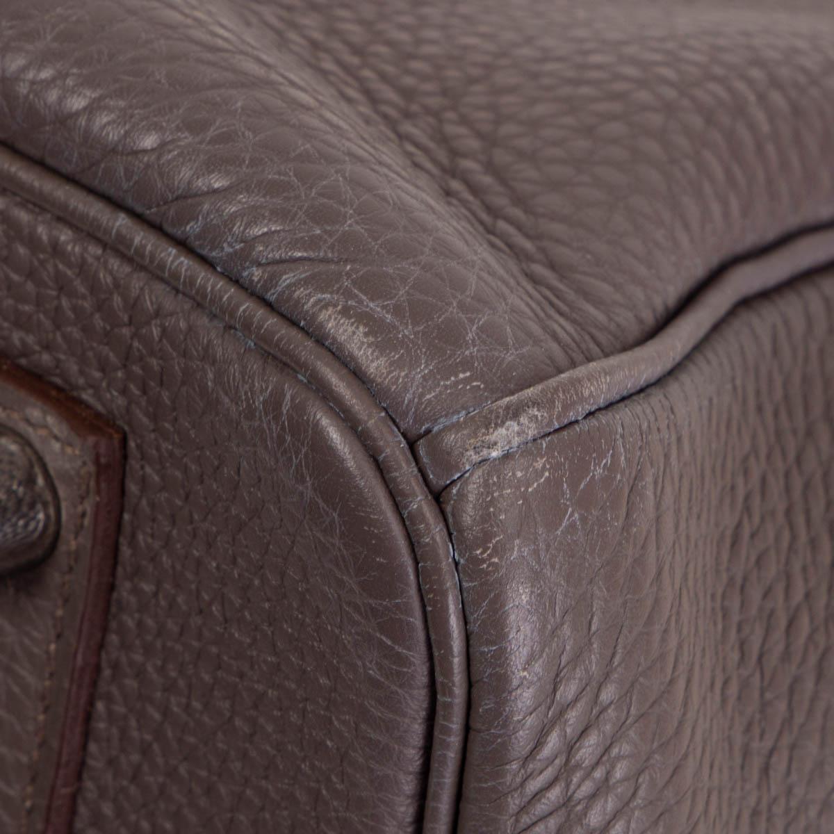 HERMES Etain grey Togo leather BIRKIN 35 Tote Bag Palladium For Sale 6