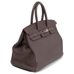 HERMES Etain grau Togo Leder BIRKIN 35 Tote Bag Palladium