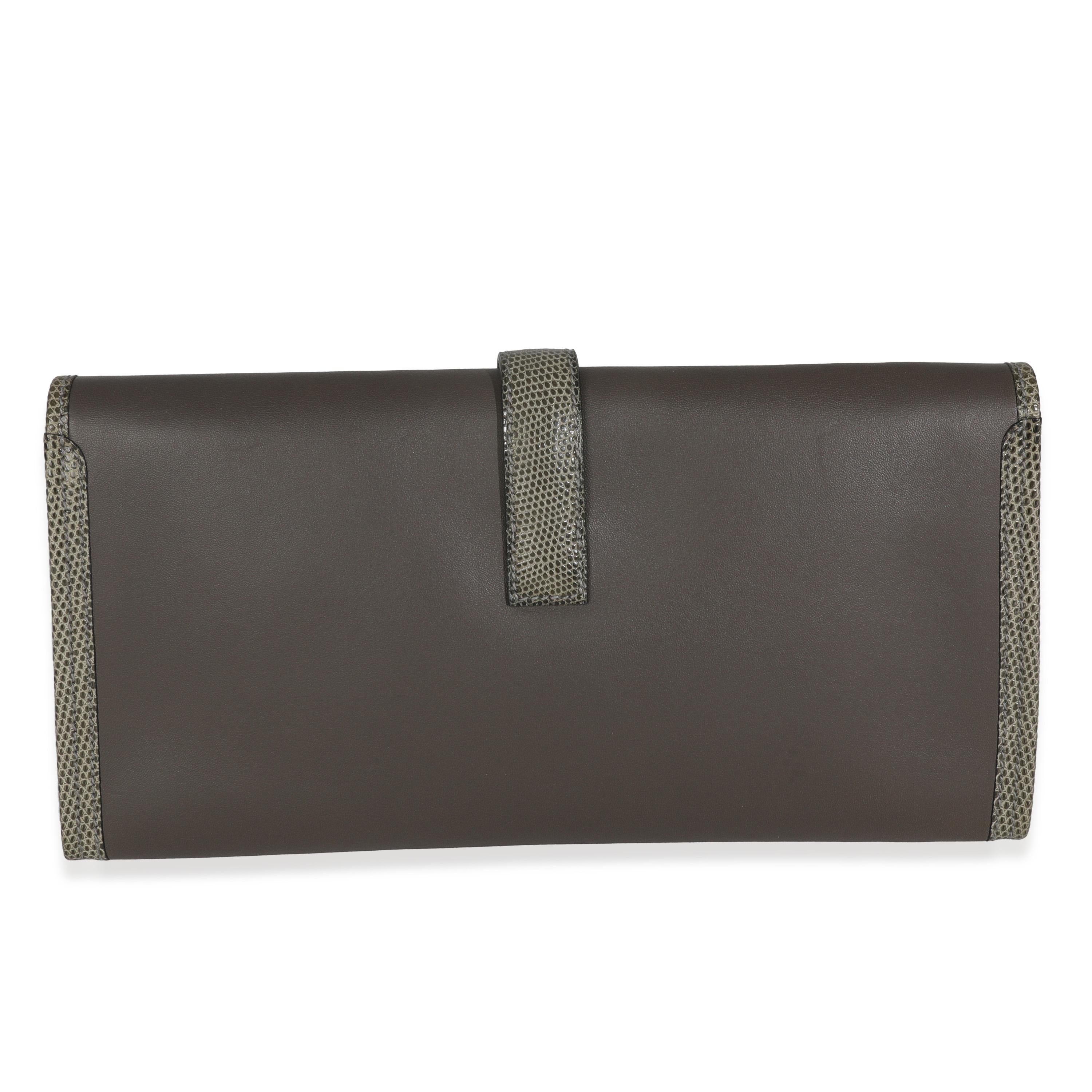 Titolo: Hermès Etain Ombre Swift Lizard Jige Elan Touch 29 Clutch
SKU: 147647
Condizioni: Usato 
Condizioni della borsa: Eccellente
Commenti sulle condizioni: L'articolo è in ottime condizioni e presenta leggeri segni di usura. Graffi leggeri