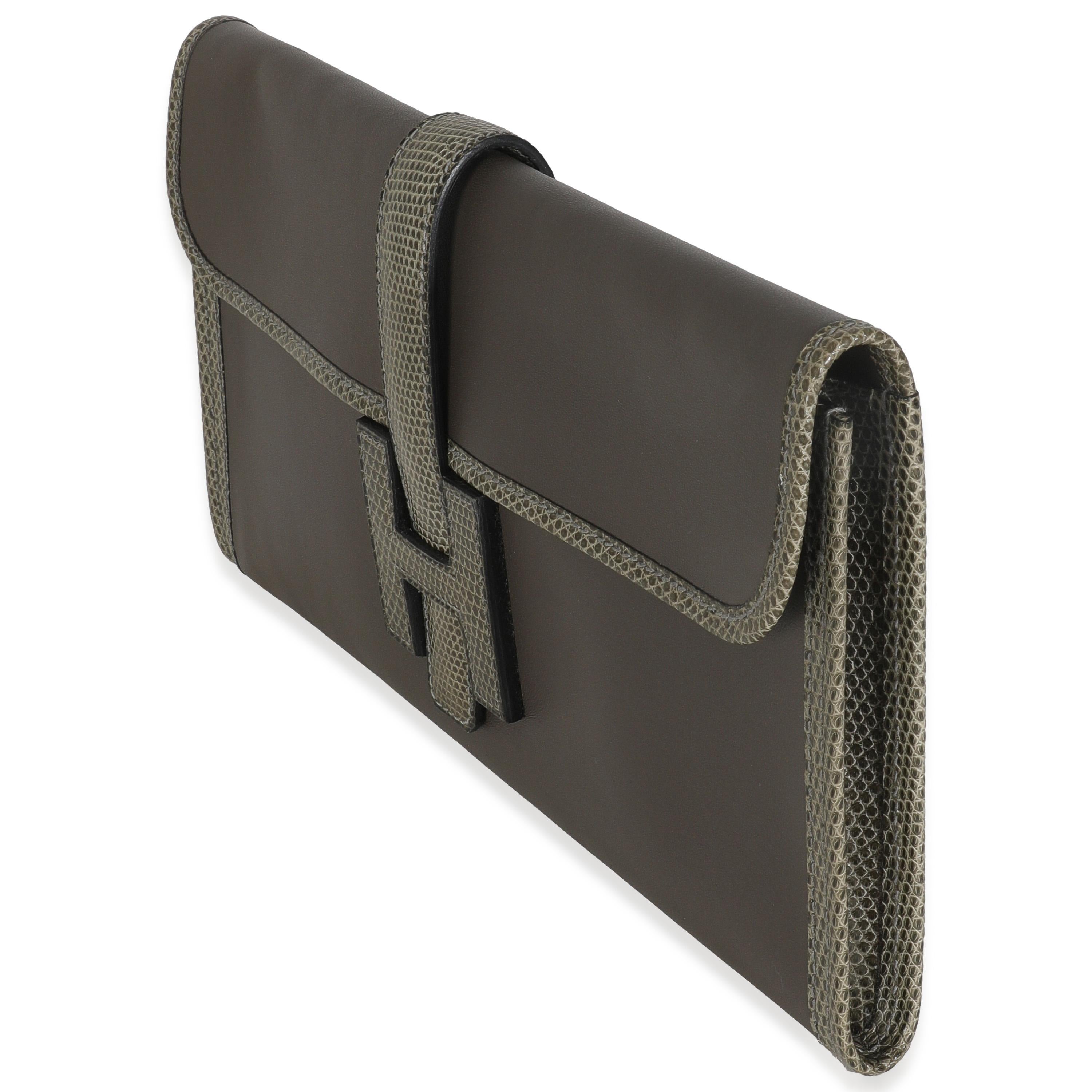 Hermès Etain Ombre Swift Lizard Jige Elan Touch 29 Clutch In condizioni ottime in vendita a New York, NY