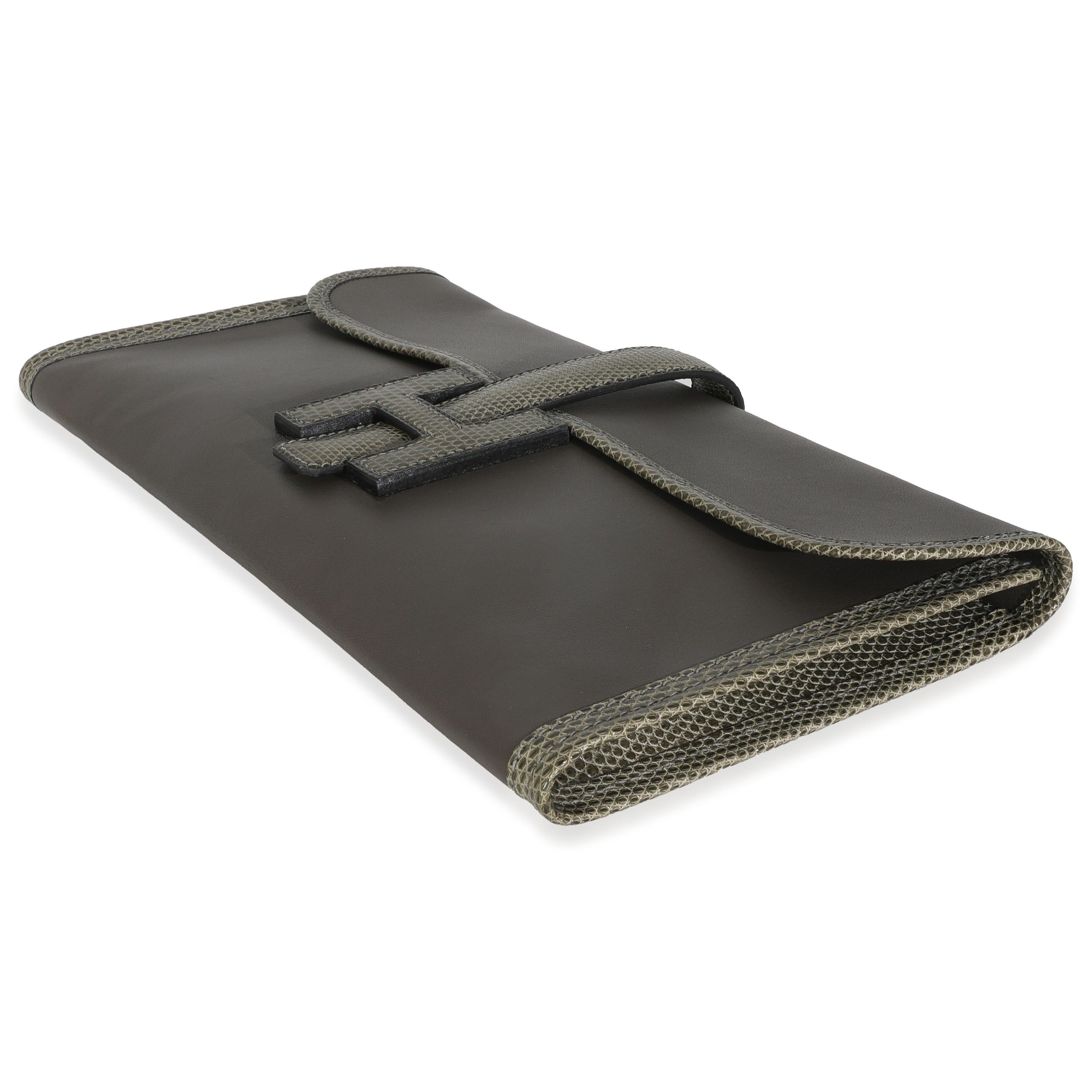 da uomo o donna Hermès Etain Ombre Swift Lizard Jige Elan Touch 29 Clutch in vendita