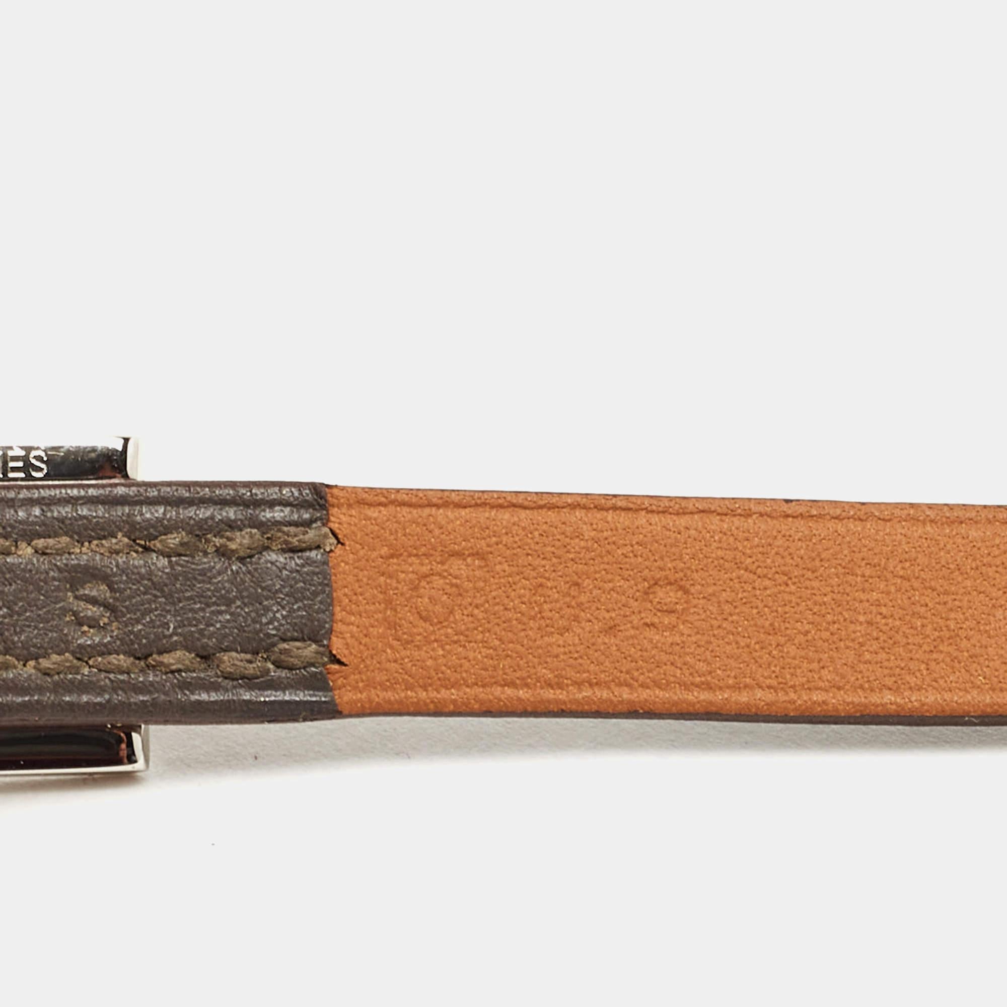 Contemporary Hermes Etain Swift Leather Hapi 3 Bracelet
