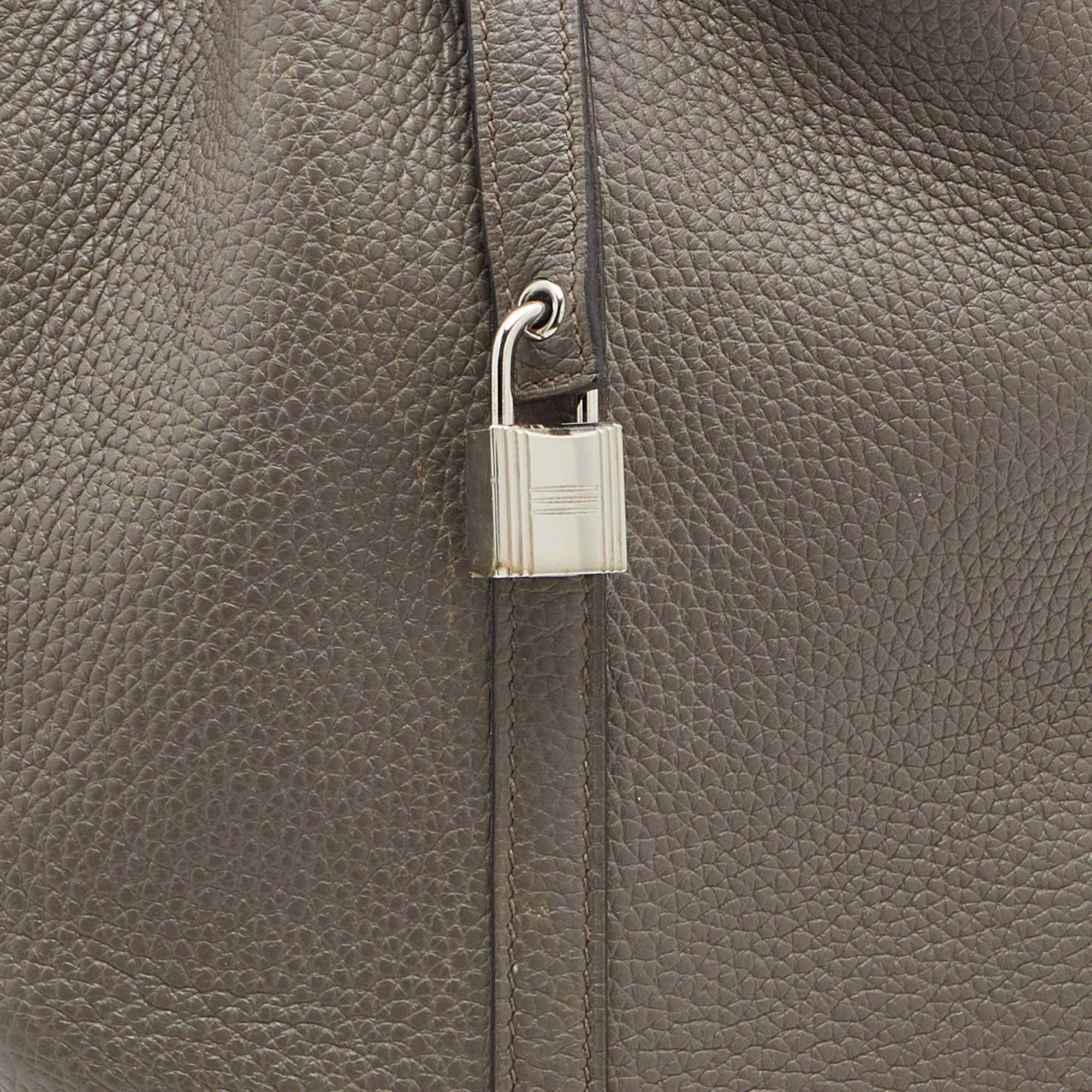 Hermes Etain Taurillon Clemence Leather Picotin Lock 22 Bag 2