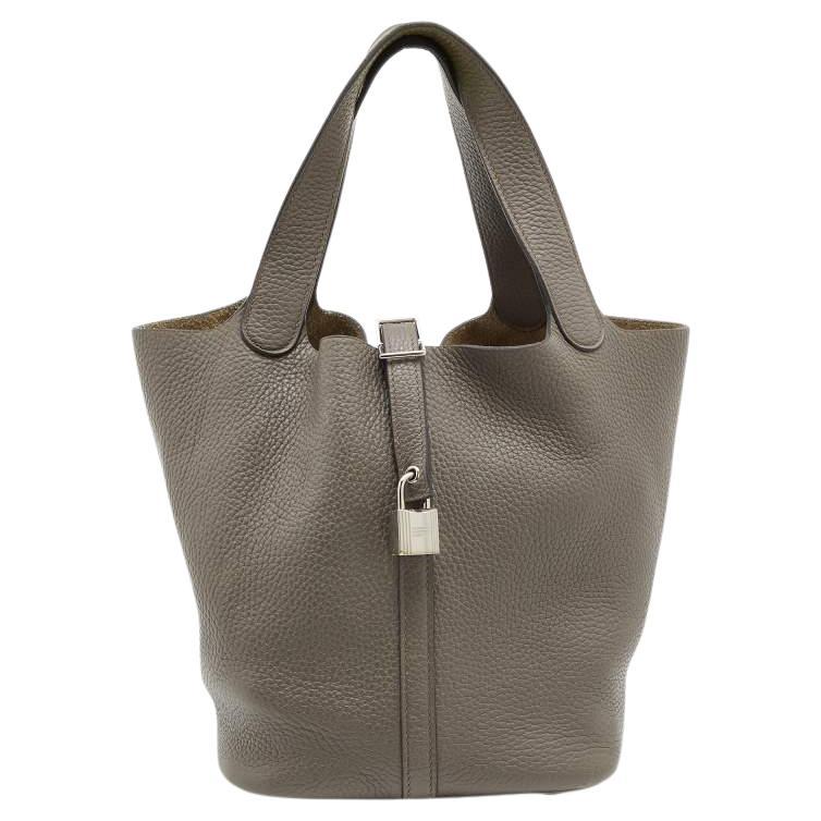 Hermes Etain Taurillon Clemence Leather Picotin Lock 22 Bag