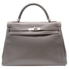 Hermès Etain Togo 32cm Kelly Bag