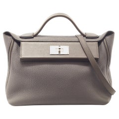 Hermes Etain Togo and Swift Leather Palladium Finish 24/24 29 Bag