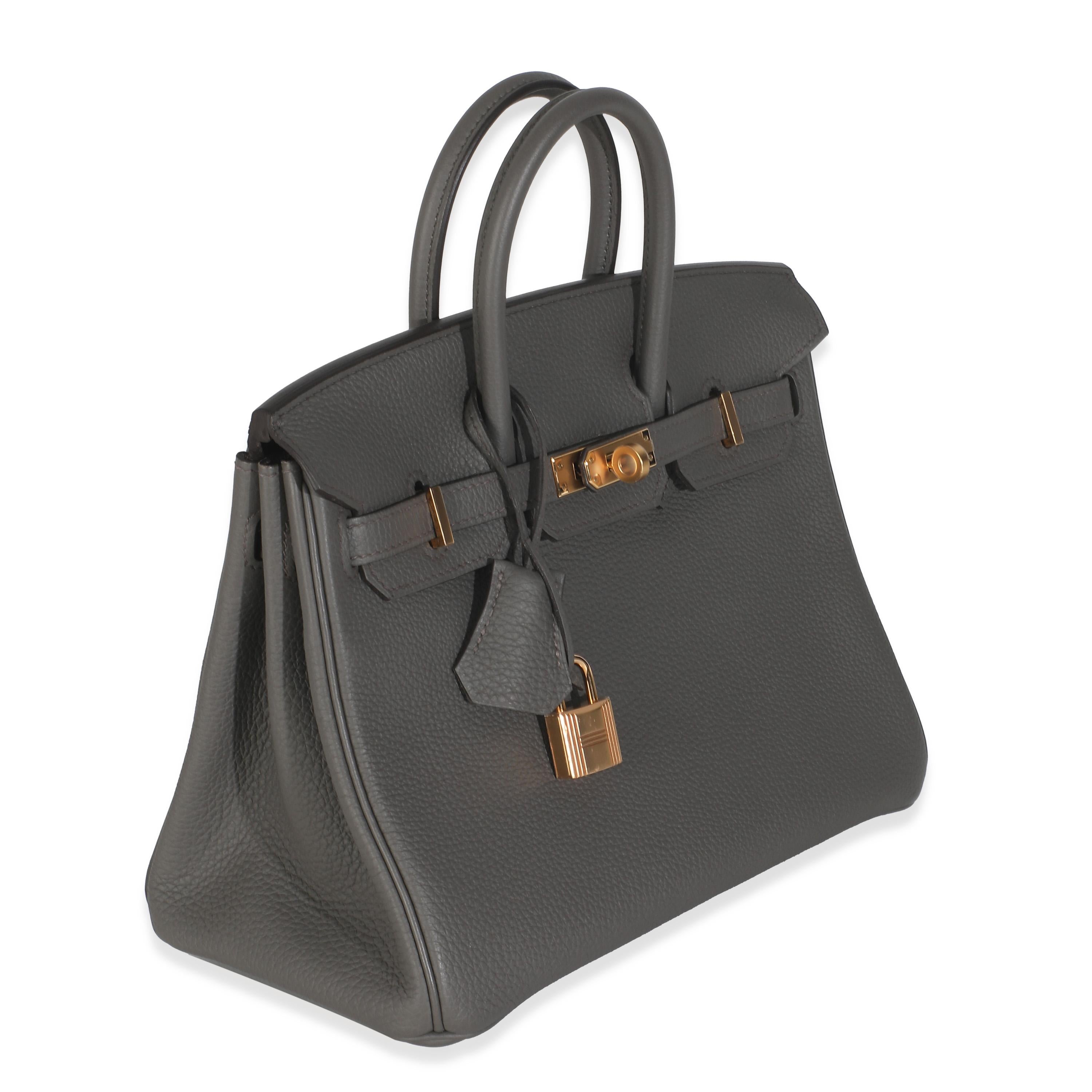 Gray Hermès Etain Togo Birkin 25 RGHW For Sale