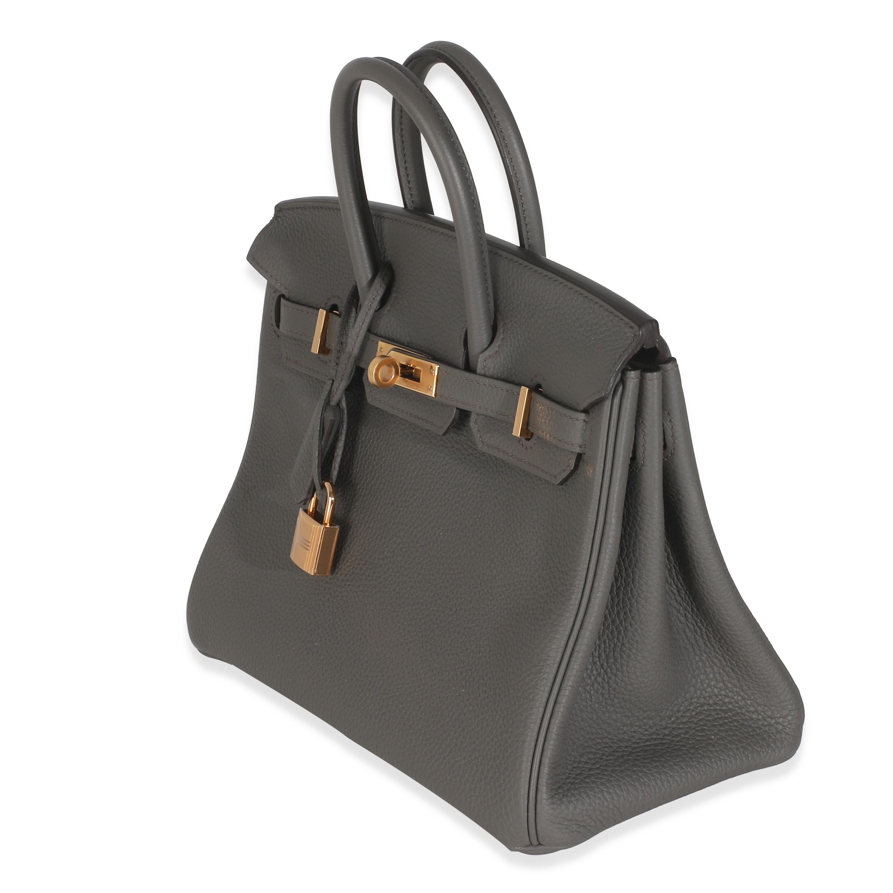 Hermès Etain Togo Birkin 25 RGHW In Excellent Condition For Sale In New York, NY