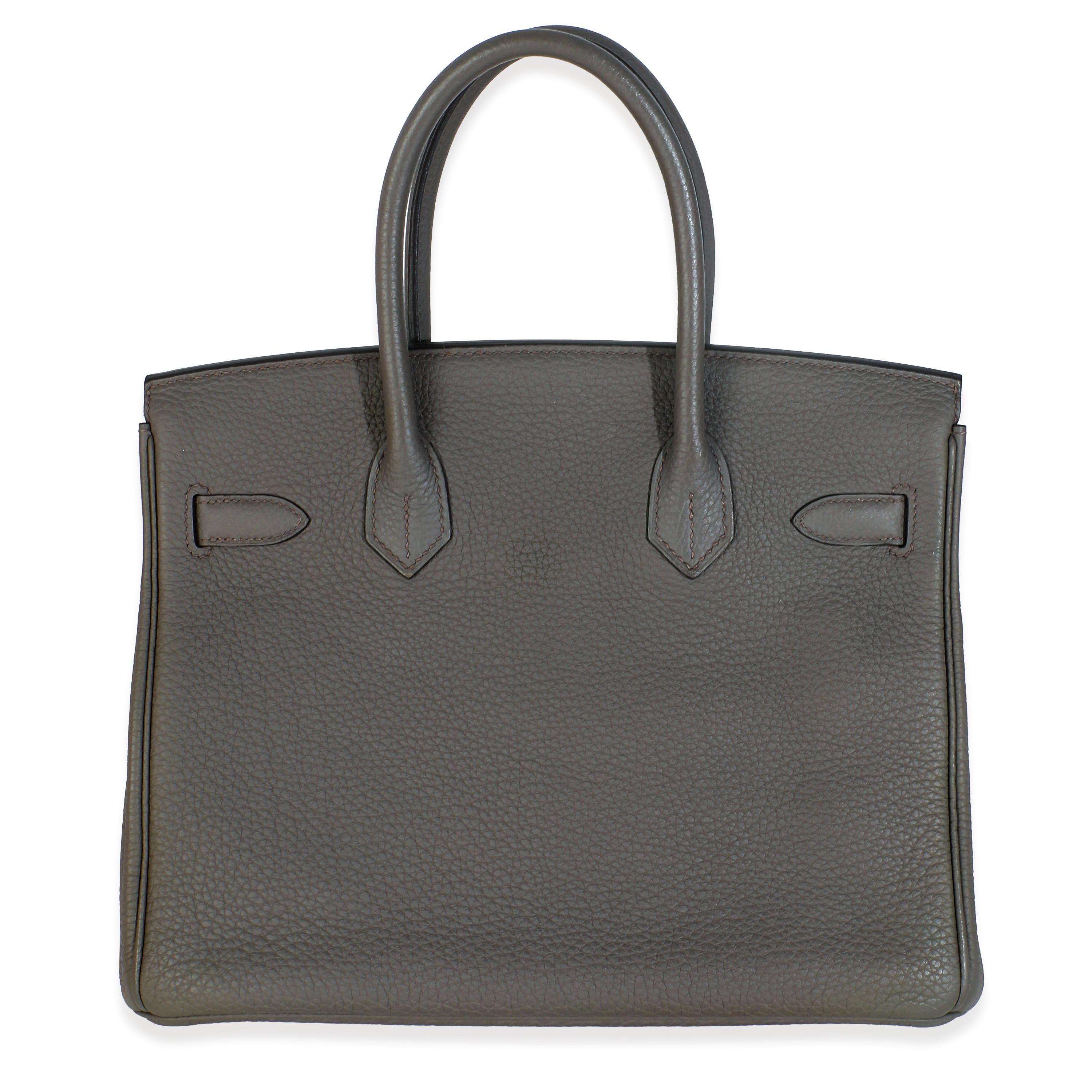Listing Title: Hermes Etain Togo Birkin 30
SKU: M146314
Condition: Pre-owned 
Condition Description: The elusive Birkin bag from Hermès was designed after then-artistic director, Jean-Louis Dumas, was sat next to Jane Birkin on a flight from Paris